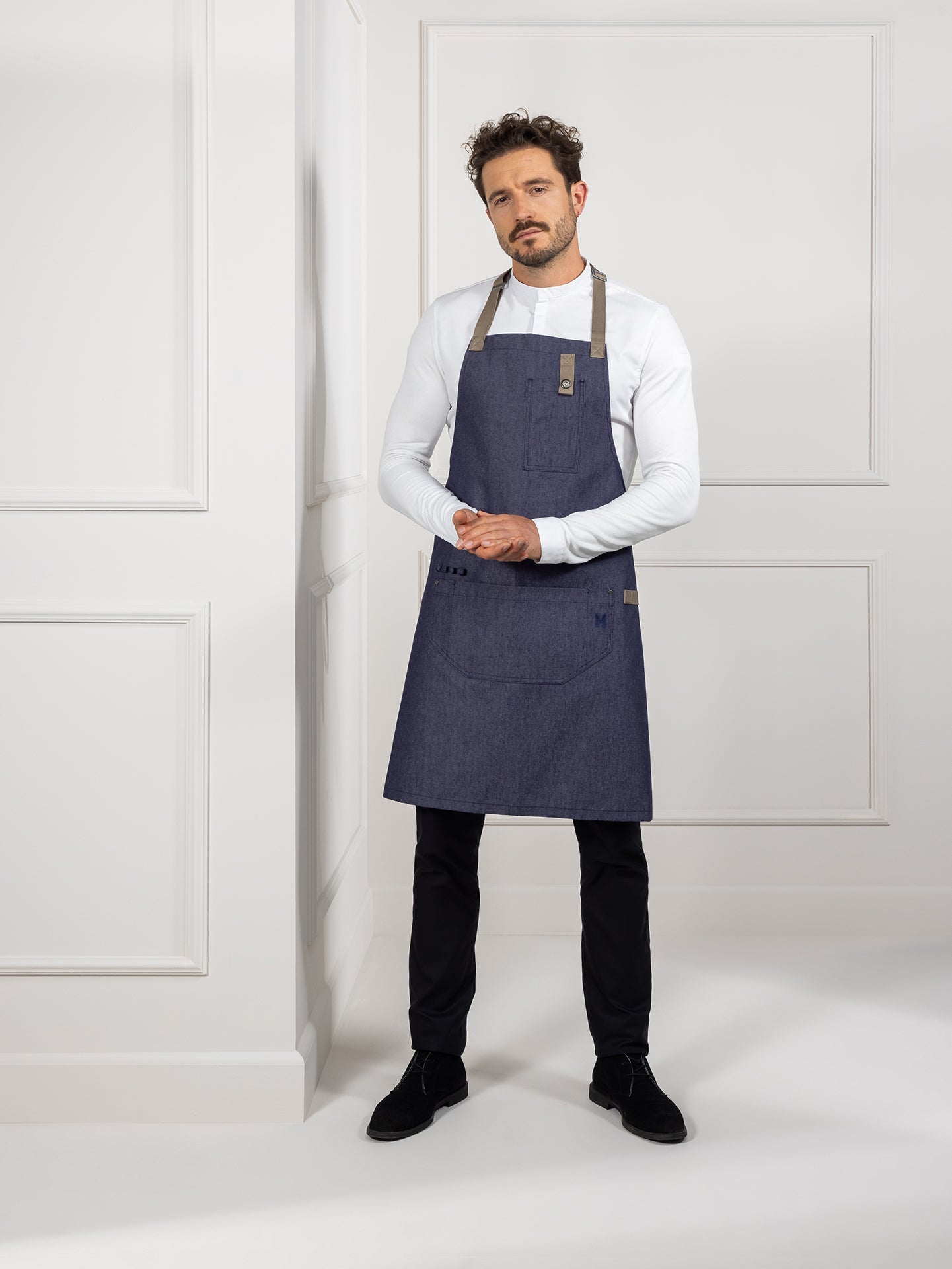 Bib Apron Seattle Heavy Blue Denim by Le Nouveau Chef -  ChefsCotton