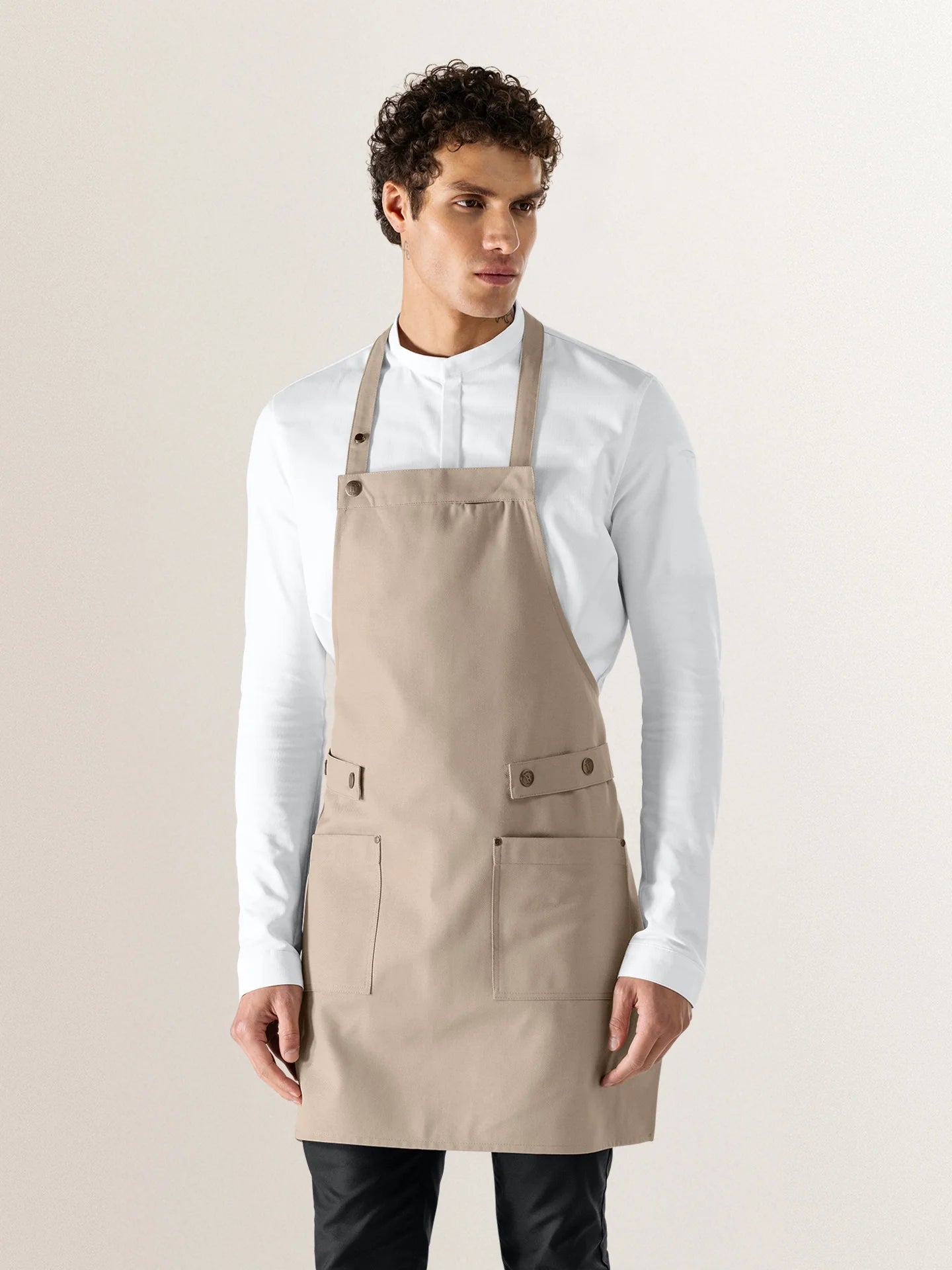 Bib Apron Dakota Sand Canvas - Le Nouveau Chef - ChefsCotton - With logo and name embroidery personalisation options