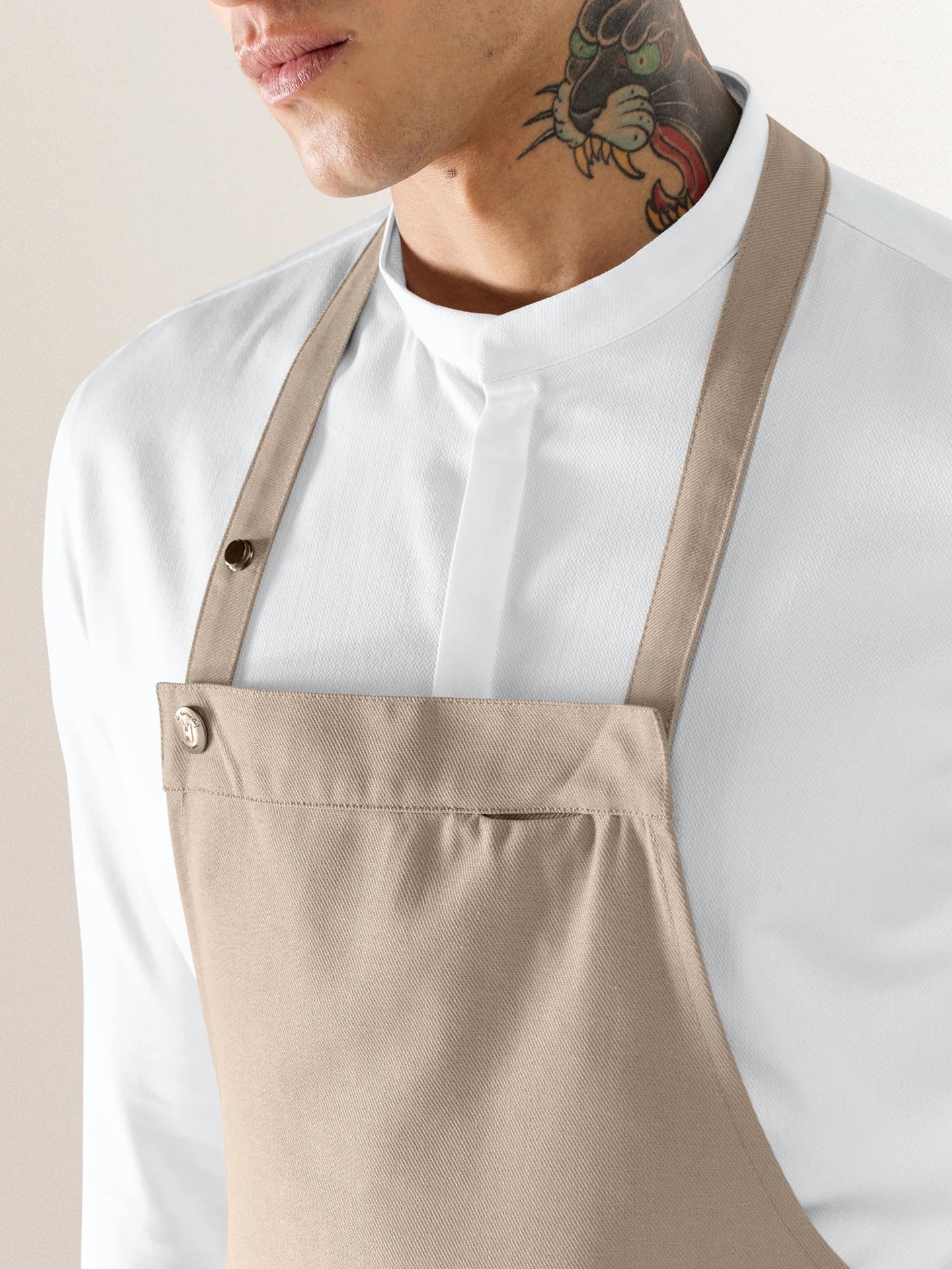 Bib Apron Dakota Sand Canvas - Le Nouveau Chef - ChefsCotton - With logo and name embroidery personalisation options