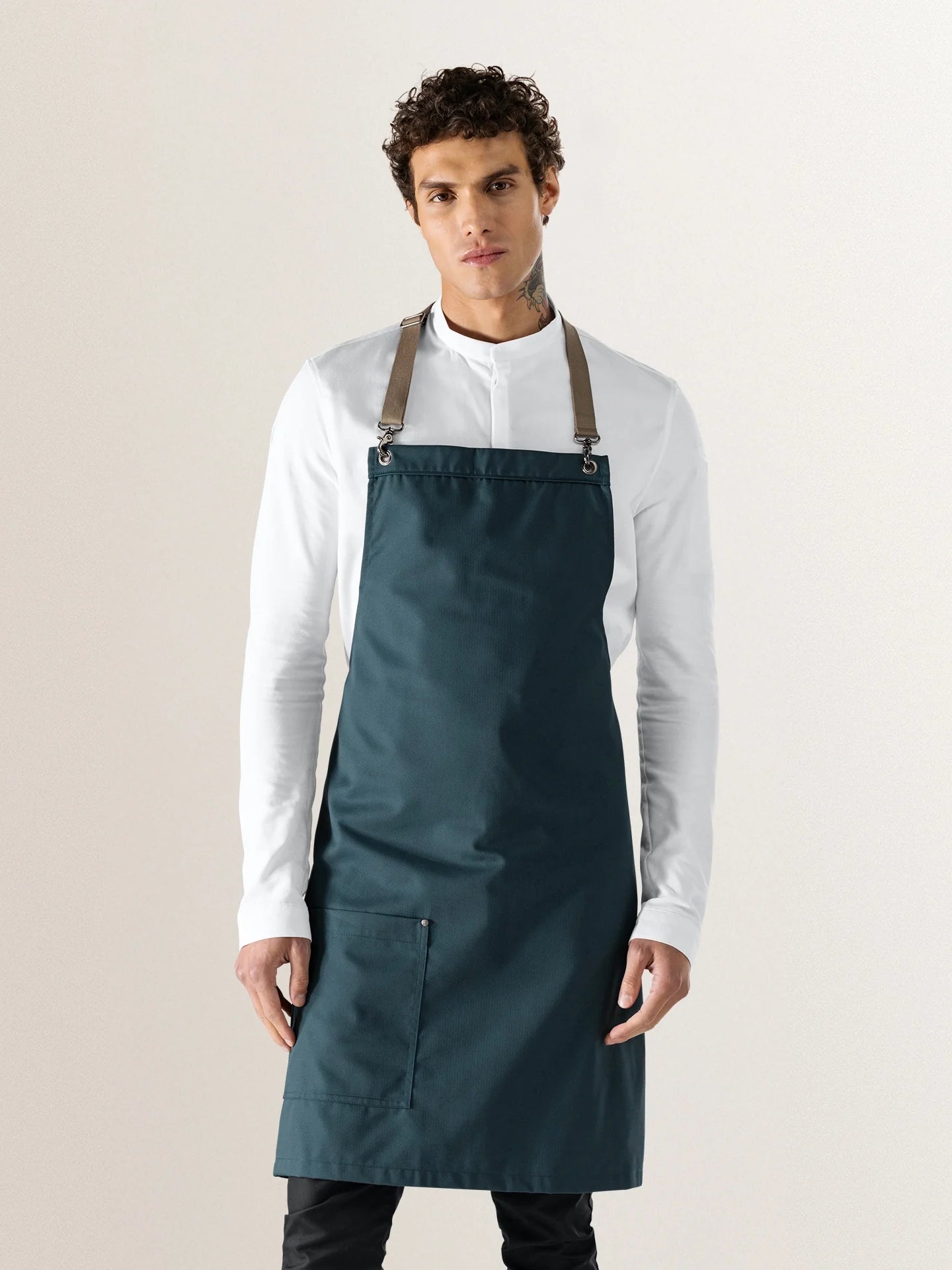 Bib Apron Davos Petrol - Le Nouveau Chef - ChefsCotton - With logo and name embroidery personalisation options