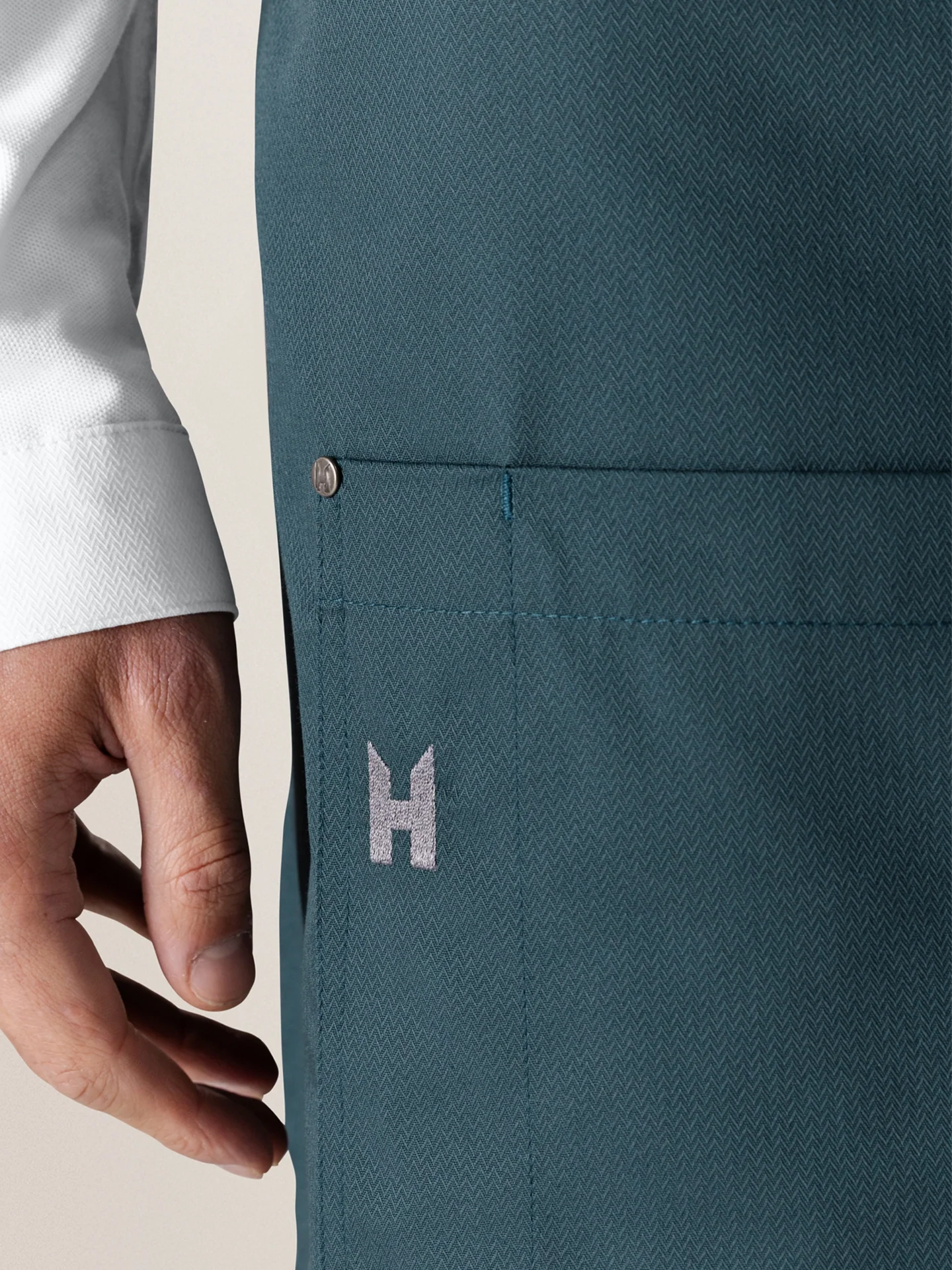 Bib Apron Davos Petrol - Le Nouveau Chef - ChefsCotton - With logo and name embroidery personalisation options