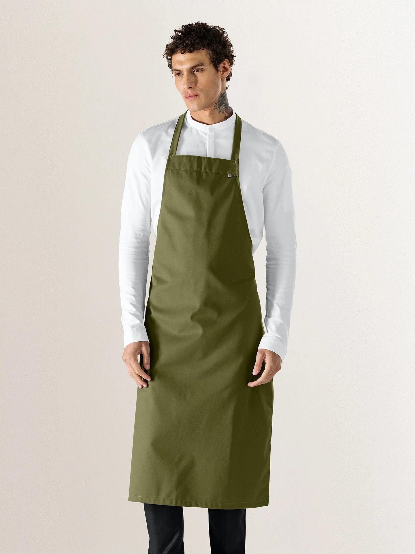 Bib Apron Denver Olive Green - Le Nouveau Chef - ChefsCotton - With logo and name embroidery