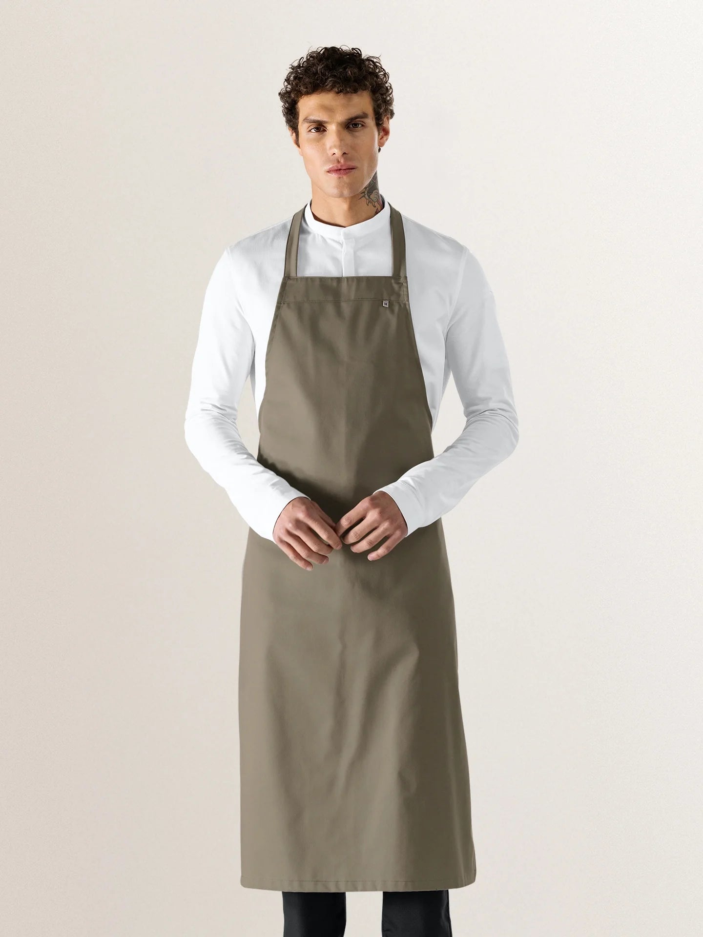 Bib Apron Denver Olivette - Le Nouveau Chef - ChefsCotton - With logo and name embroidery