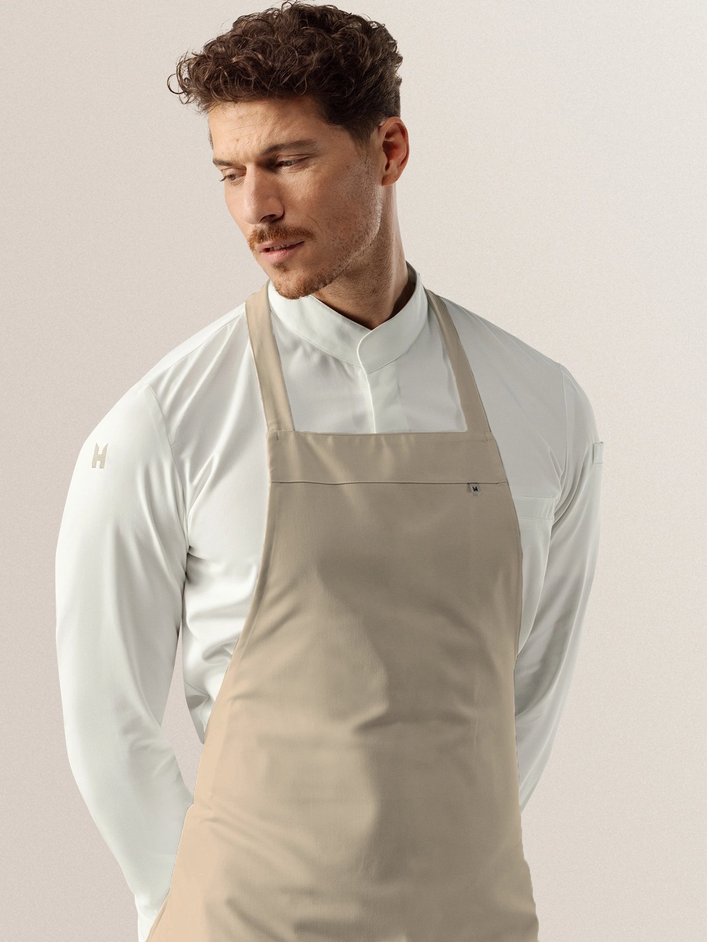Bib Apron Denver Stone by Le Nouveau Chef - ChefsCotton