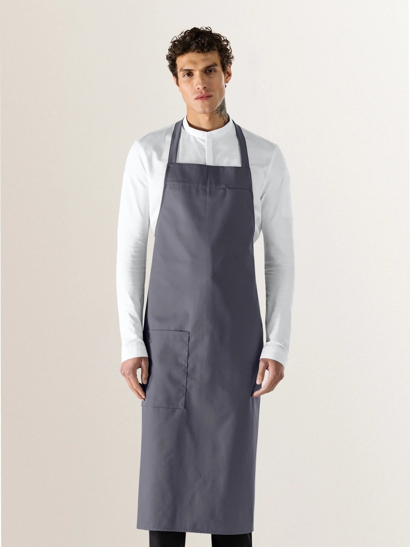 Bib Apron Peter Nimbus Grey - Le Nouveau Chef - ChefsCotton - With logo and name embroidery personalisation options