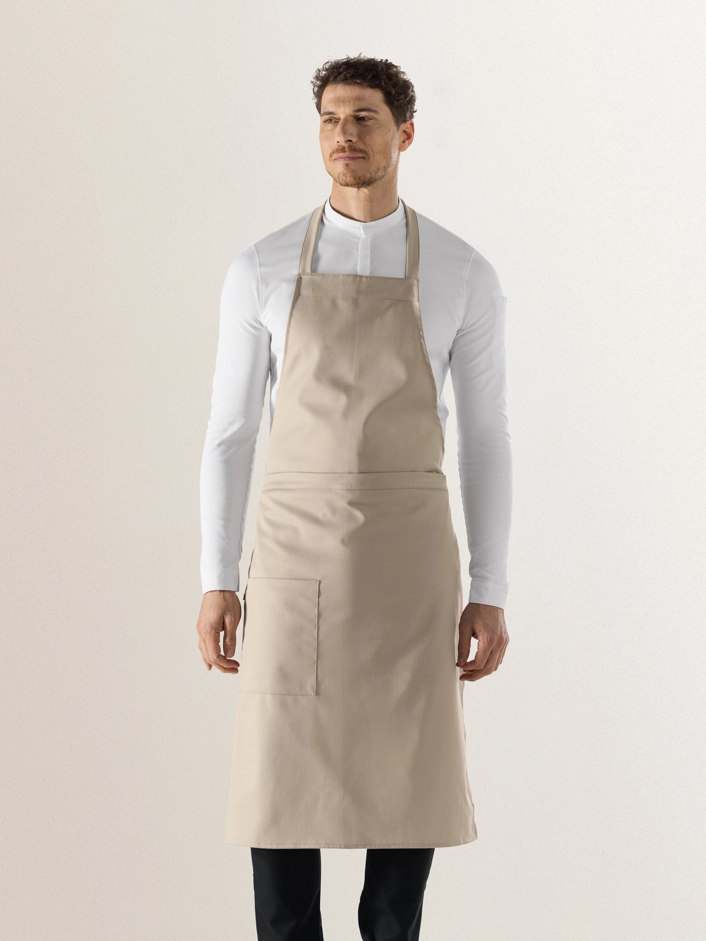 Bib Apron Phoenix Sand Denim by Le Nouveau Chef - ChefsCotton front