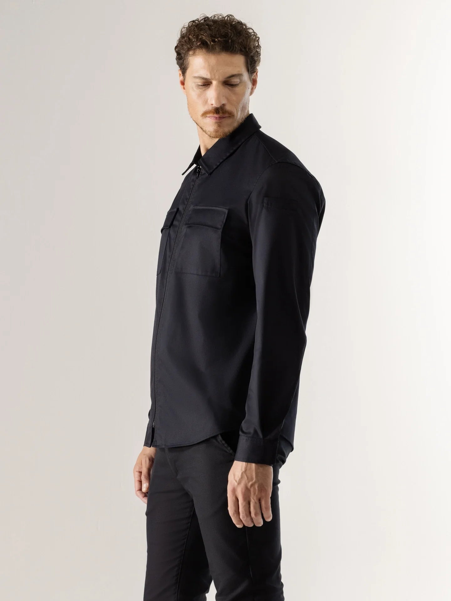 Chef Jacket Damian Black Le Nouveau Chef with zipper and overshirt ChefsCotton