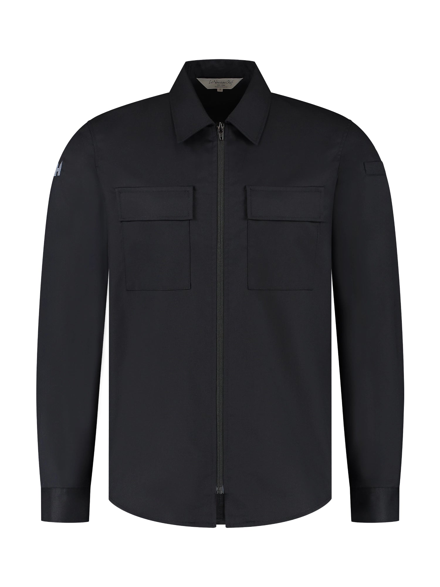 Chef Jacket Damian Black Le Nouveau Chef with zipper and overshirt ChefsCotton