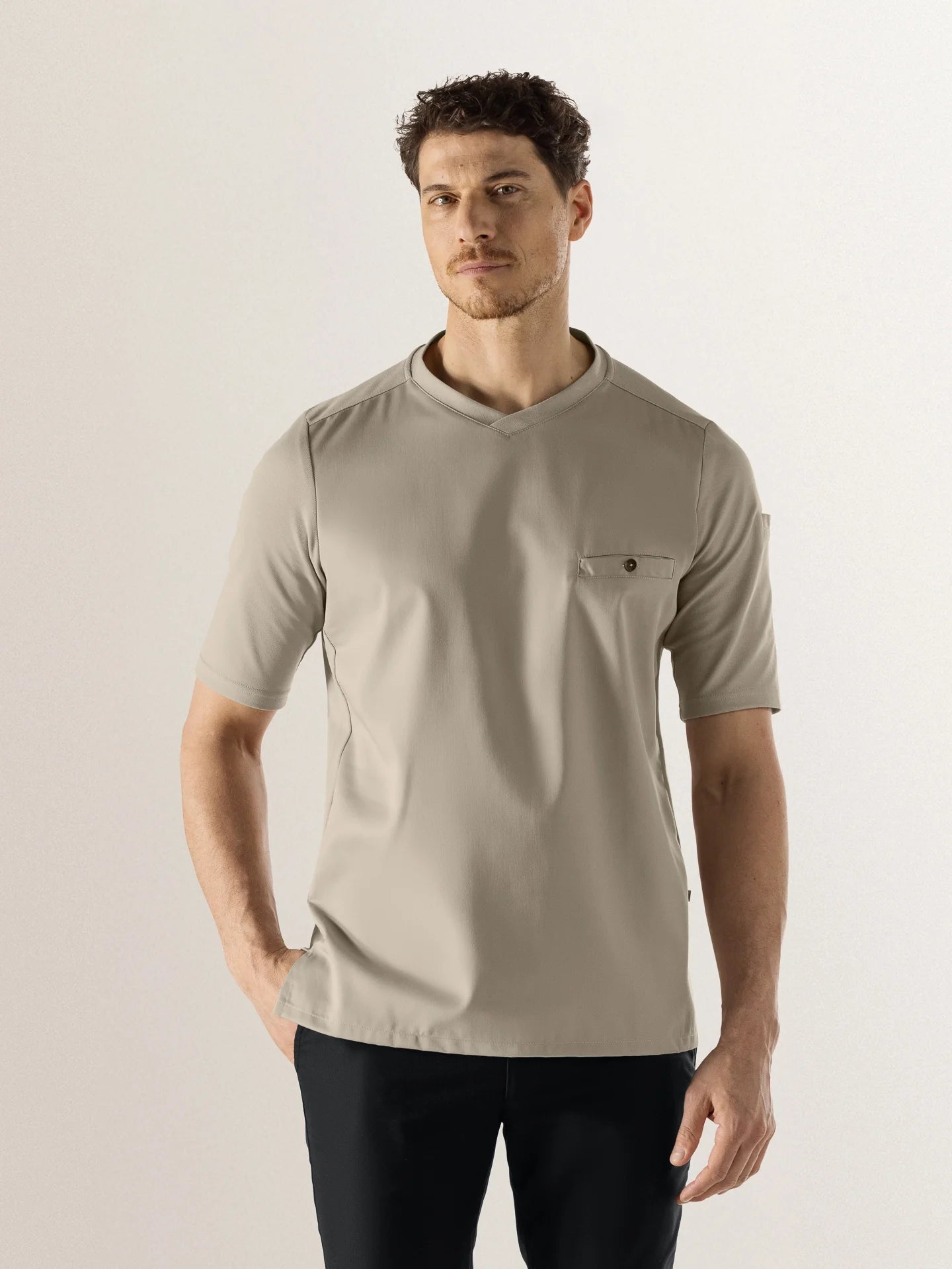 Short Sleeve Chef Jacket For Men Ferre Stone Le_Nouveau Chef - ChefsCotton