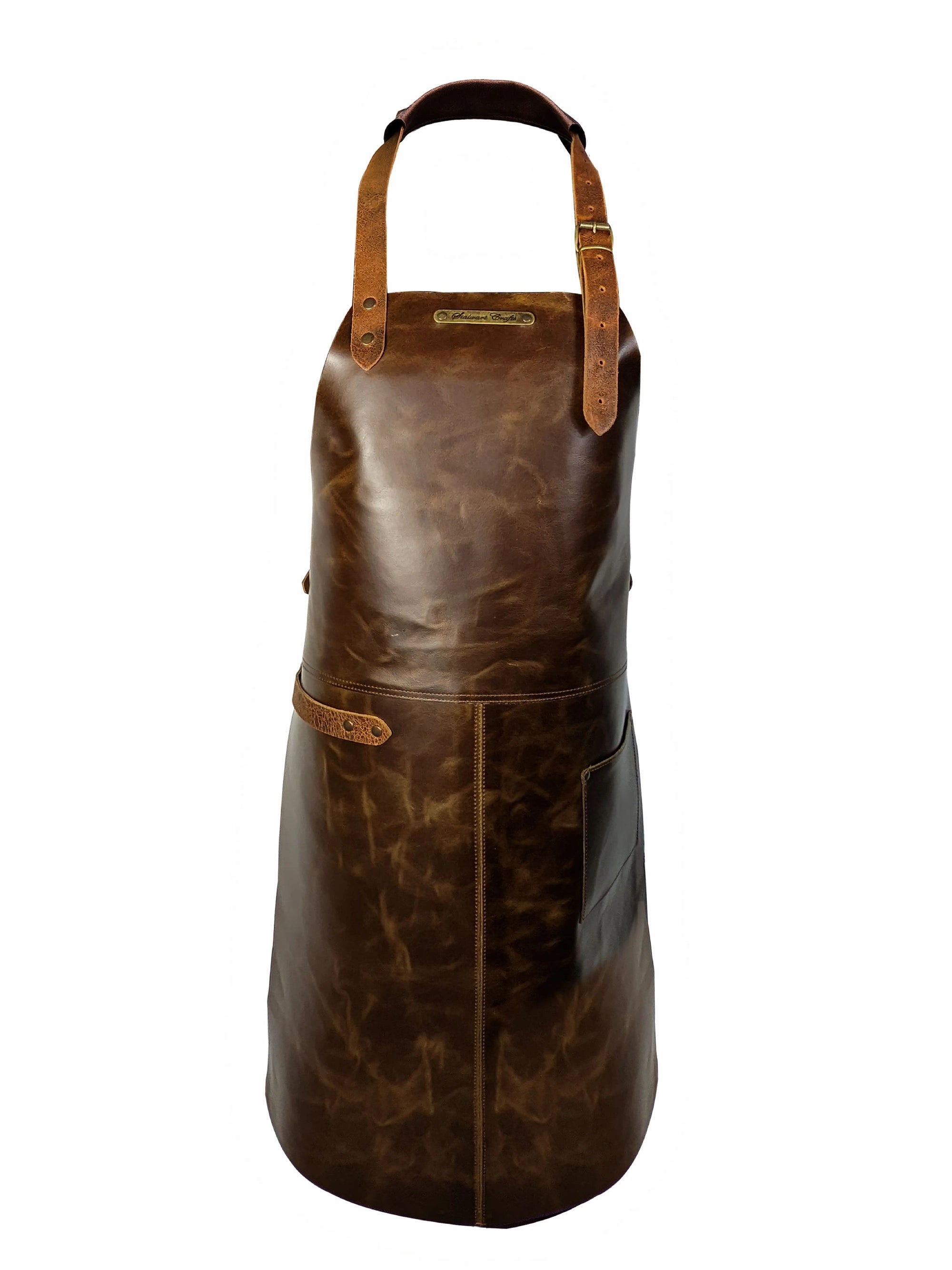Leather Apron Classic Brown Rustic by Handcrafted Leather Aprons - ChefsCotton