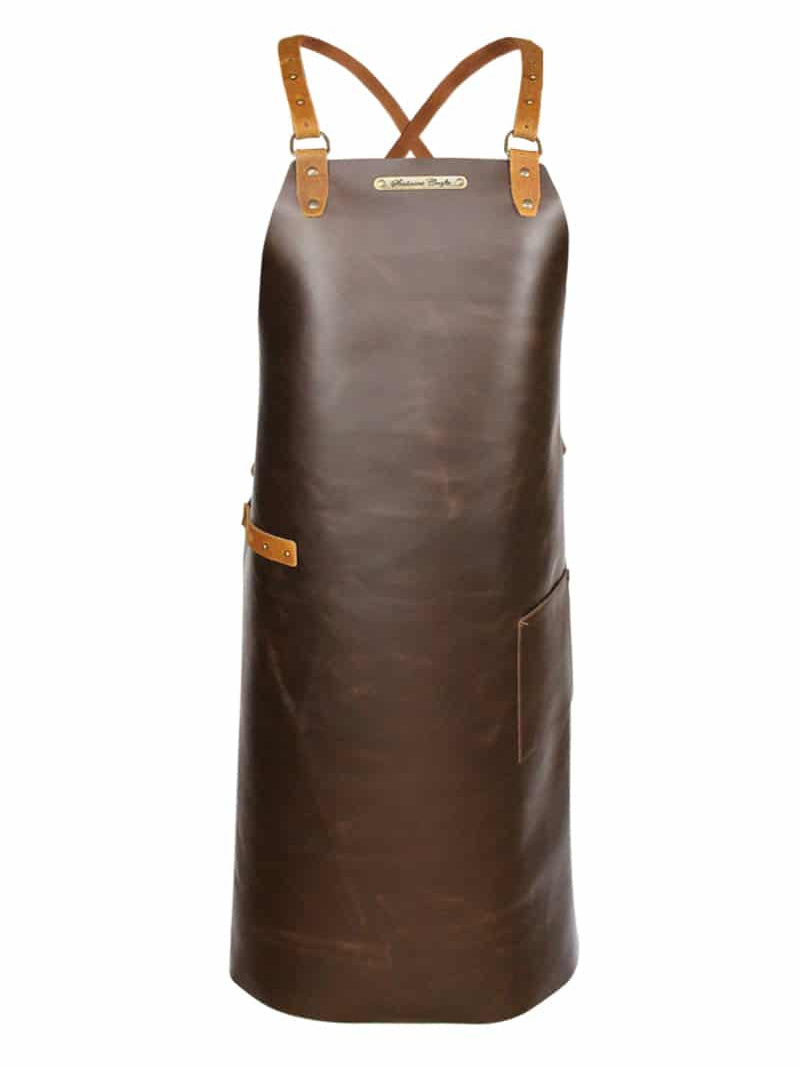 Leather Apron Cross Strap Rustic Brown by Professional - ChefsCotton