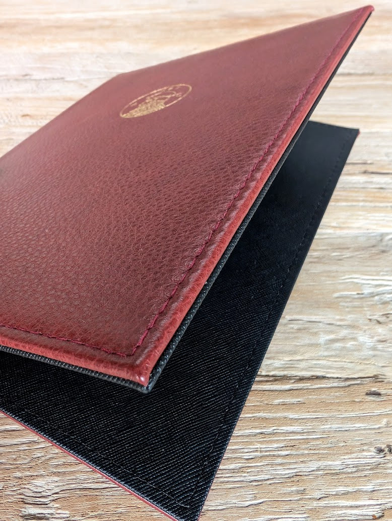 Custom Leather Menu Cover Deluxe Hardcover Style - ChefsCotton