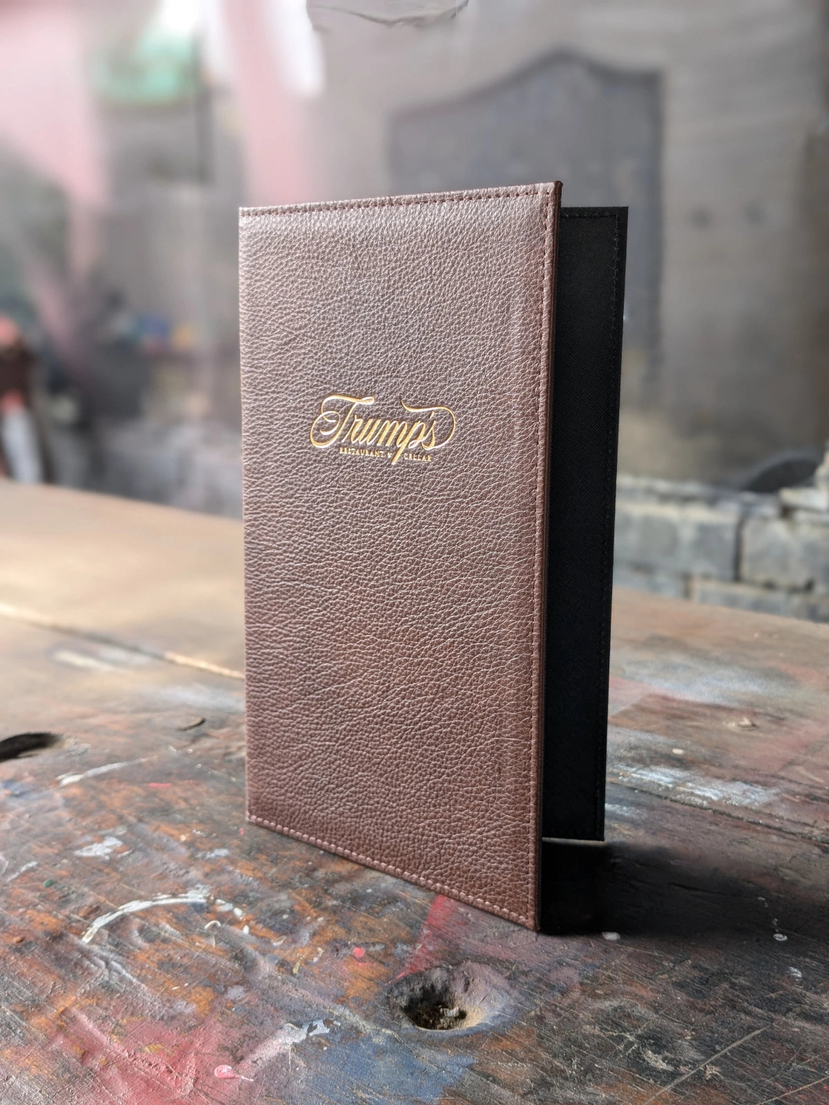 Custom Leather Menu Cover Deluxe Hardcover Style - ChefsCotton