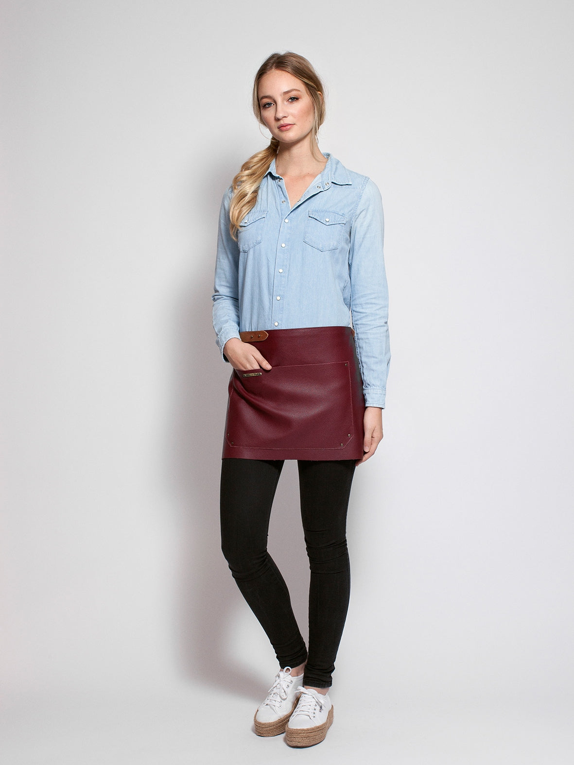 Leather Waist Apron Deluxe Bordeaux by Handcrafted Leather Aprons - ChefsCotton