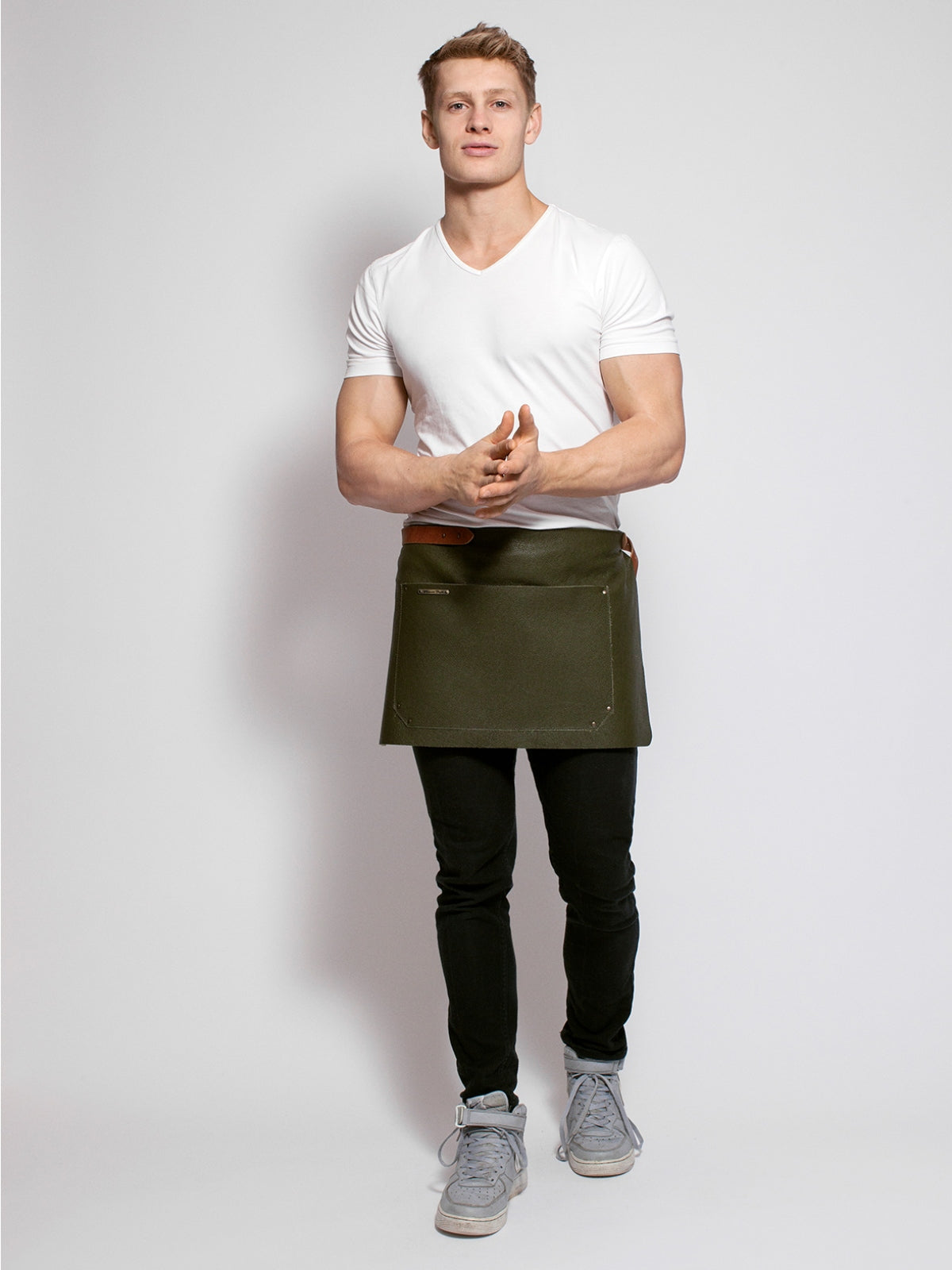 Leather Waist Apron Deluxe Green by Handcrafted Leather Aprons - ChefsCotton