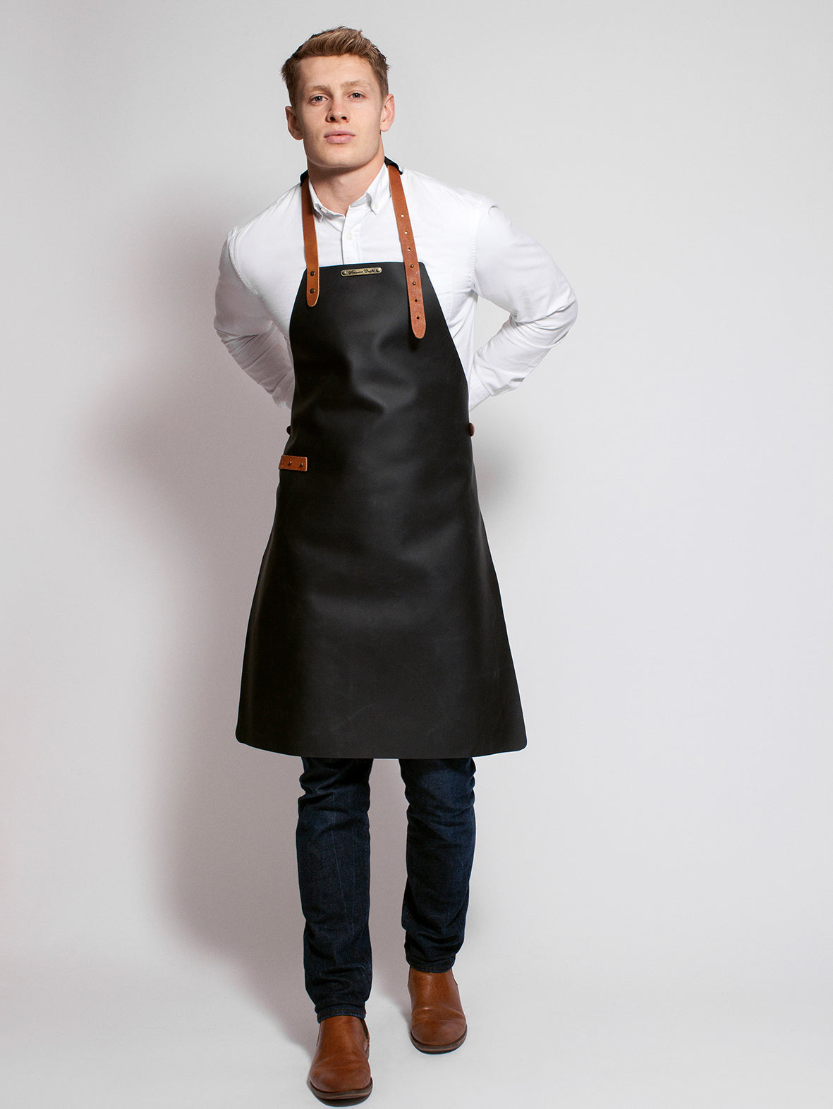 Leren Schort Basic Zwart