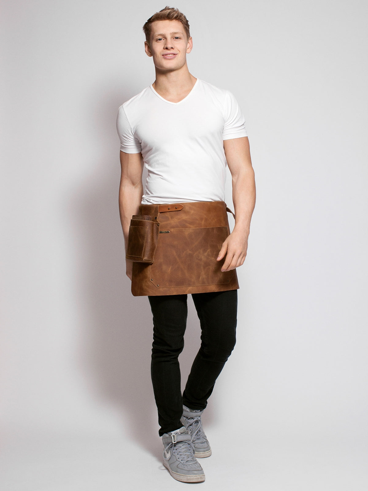 Leather Waist Apron Rustic Whiskey by Stalwart -  ChefsCotton