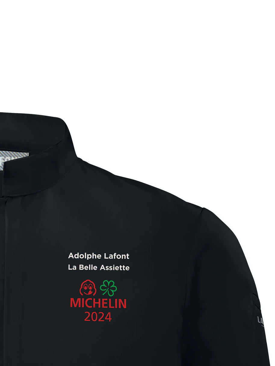 Men's Short-Sleeved Chef Jacket Cristal Pi Black by LaFont - ChefsCotton