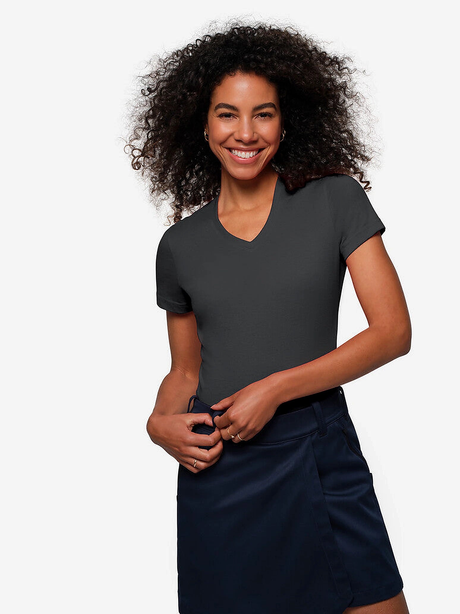 Performance Women V-Shirt Mikralinar® Carbon Grey by Hakro - ChefsCotton