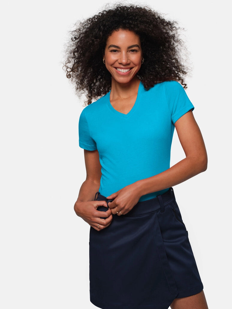 Performance Women V-Shirt Mikralinar® Emerald by Hakro - ChefsCotton