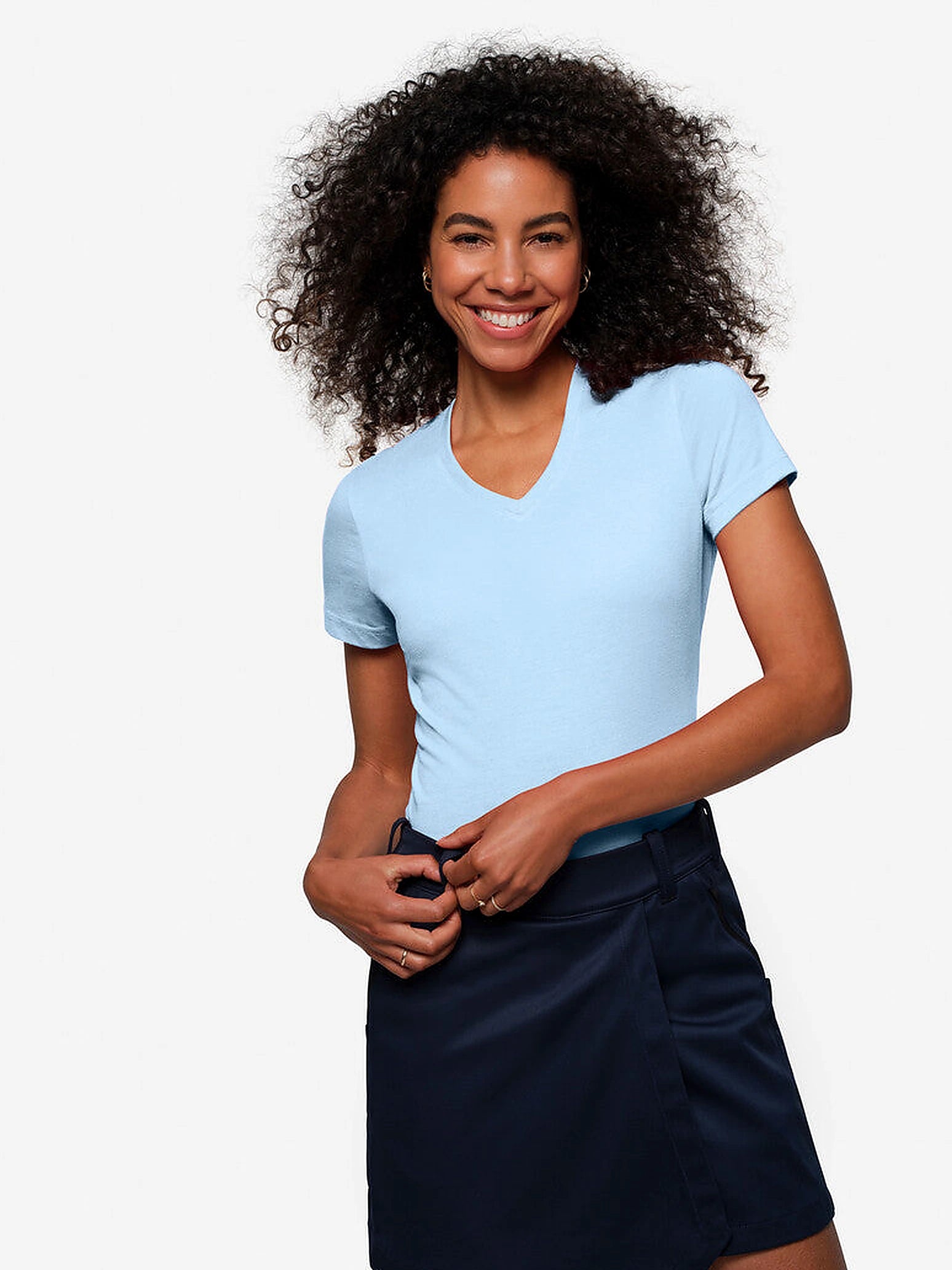 Performance Women V-Shirt Mikralinar® Ice Blue by Hakro - ChefsCotton