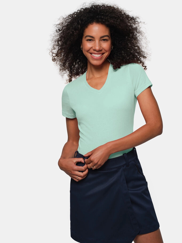 Performance Women V-Shirt Mikralinar® Ice Green by Hakro - ChefsCotton