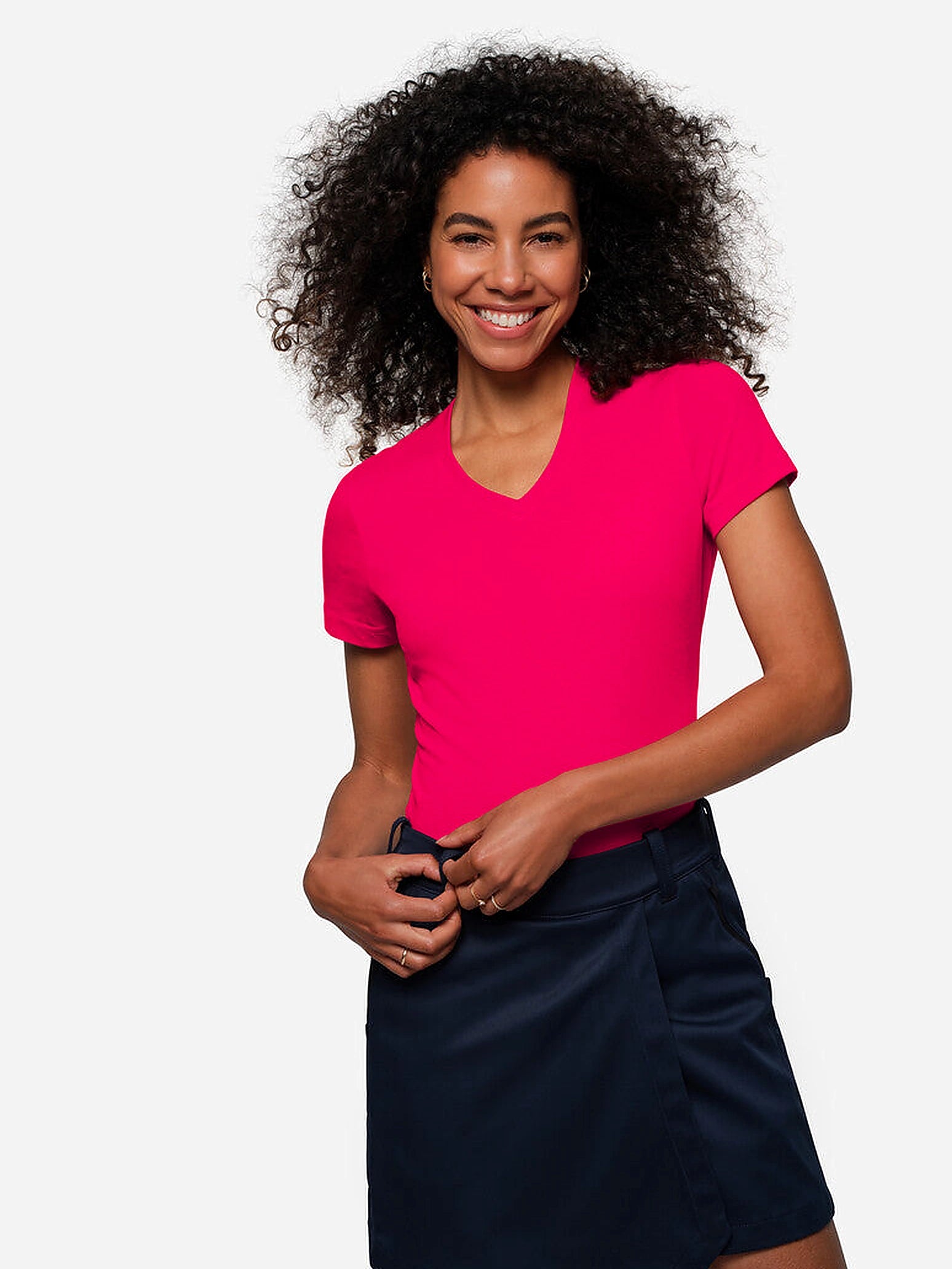 Performance Women V-Shirt Mikralinar® Magenta by Hakro - ChefsCotton