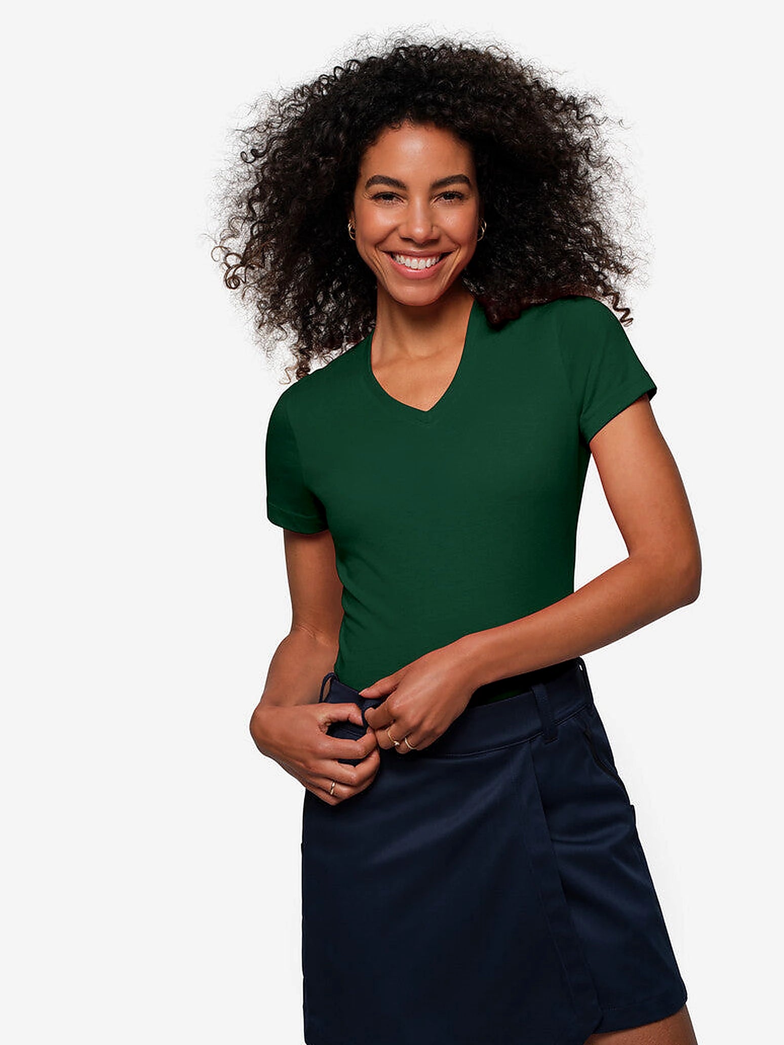 Performance Women V-Shirt Mikralinar® Pine Green by Hakro - ChefsCotton