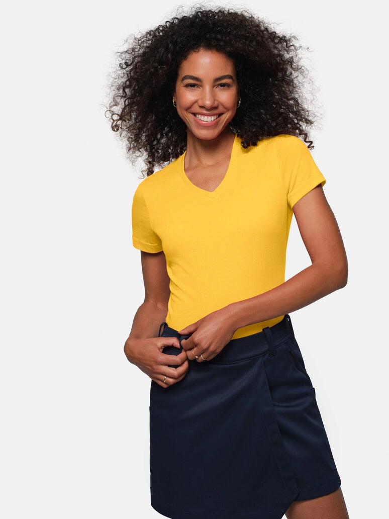 Performance Women V-Shirt Mikralinar® Sun Yellow by Hakro - ChefsCotton