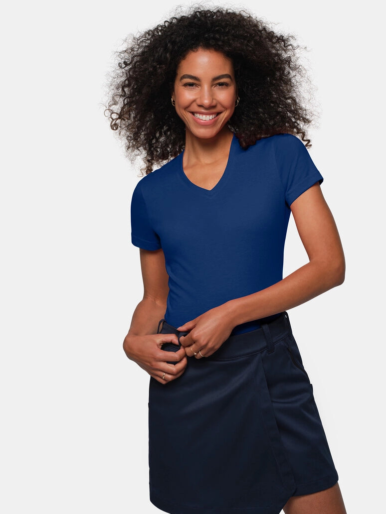 Performance Women V-Shirt Mikralinar® Ultramarine Blue by Hakro - ChefsCotton