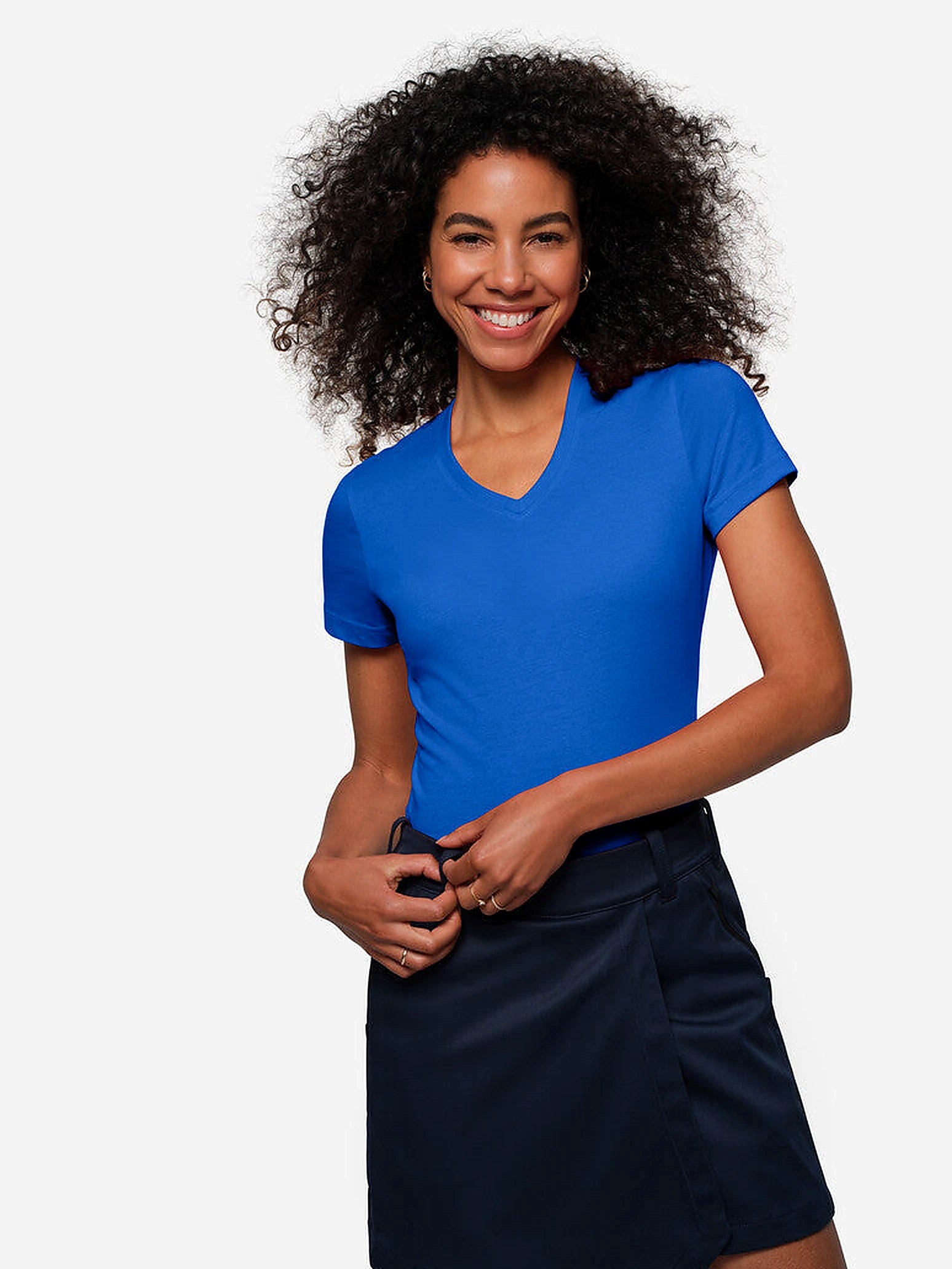 Performance Women V-Shirt Mikralinar® Ultramarine Blue by Hakro - ChefsCotton
