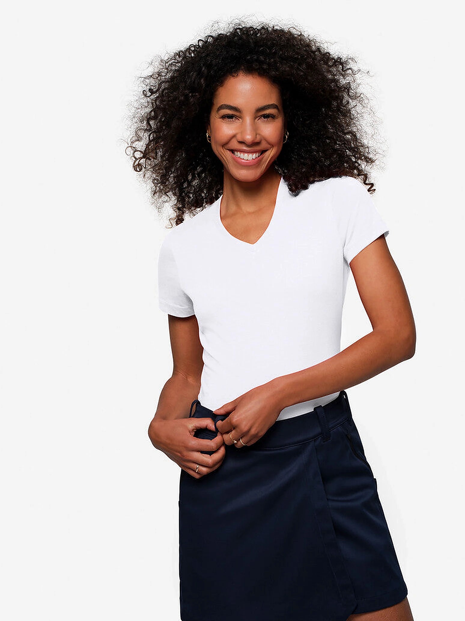 Performance Women V-Shirt Mikralinar® White by Hakro - ChefsCotton