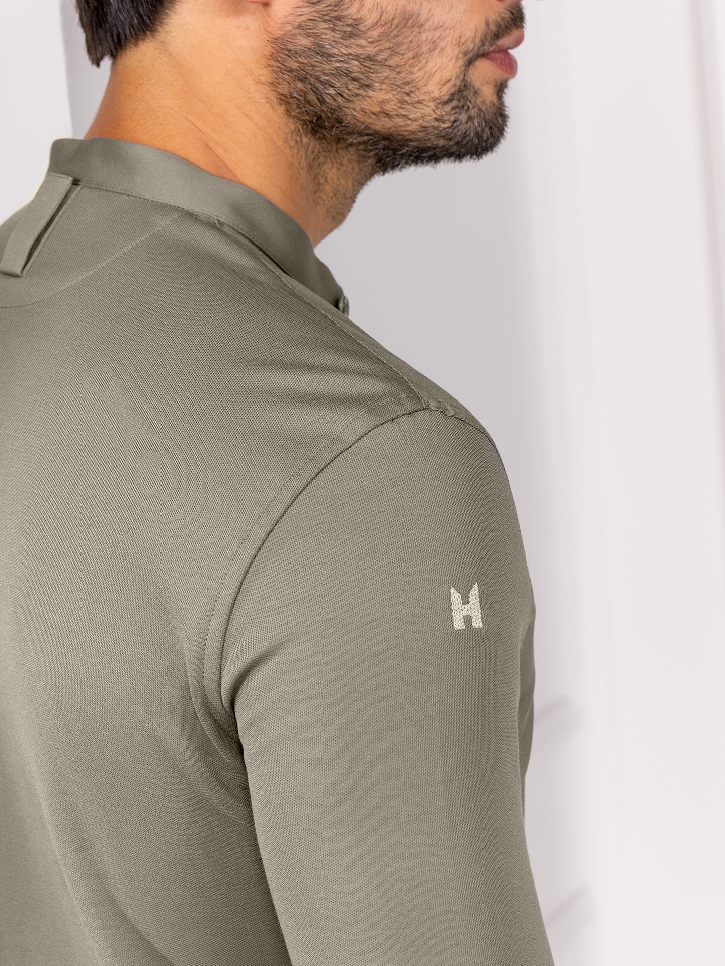Service Shirt Lucas Olivette Green by Le Nouveau Chef - ChefsCotton