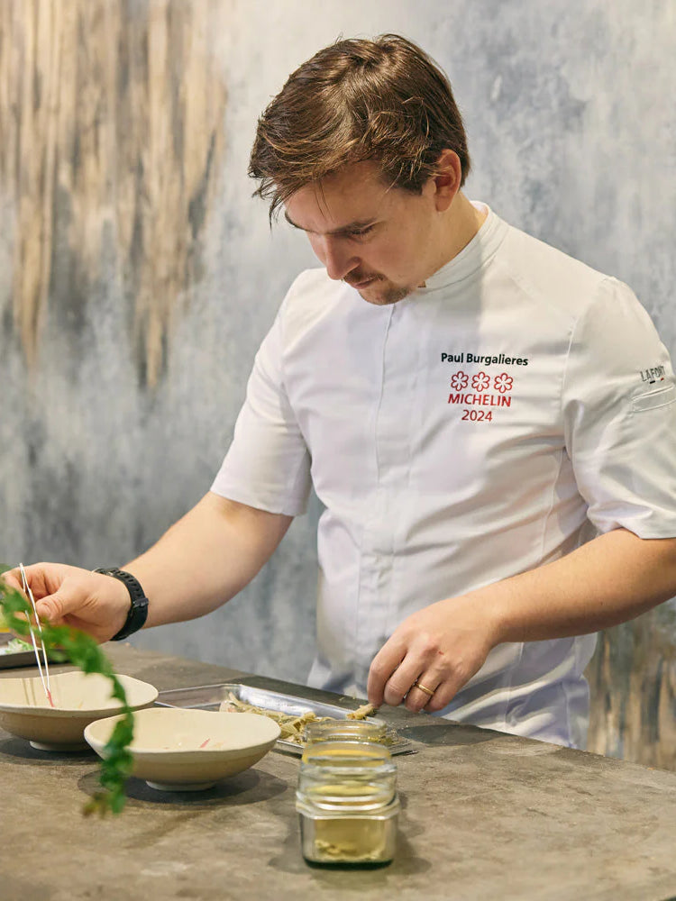 Short Sleeved Chef Jacket Marjoram White by La Font - Get the best deal at ChefsCotton