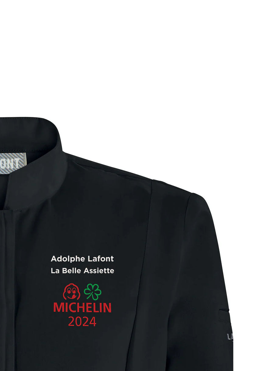Women's Short-Sleeved Chef Jacket Cristal Pi Black by LaFont - ChefsCotton