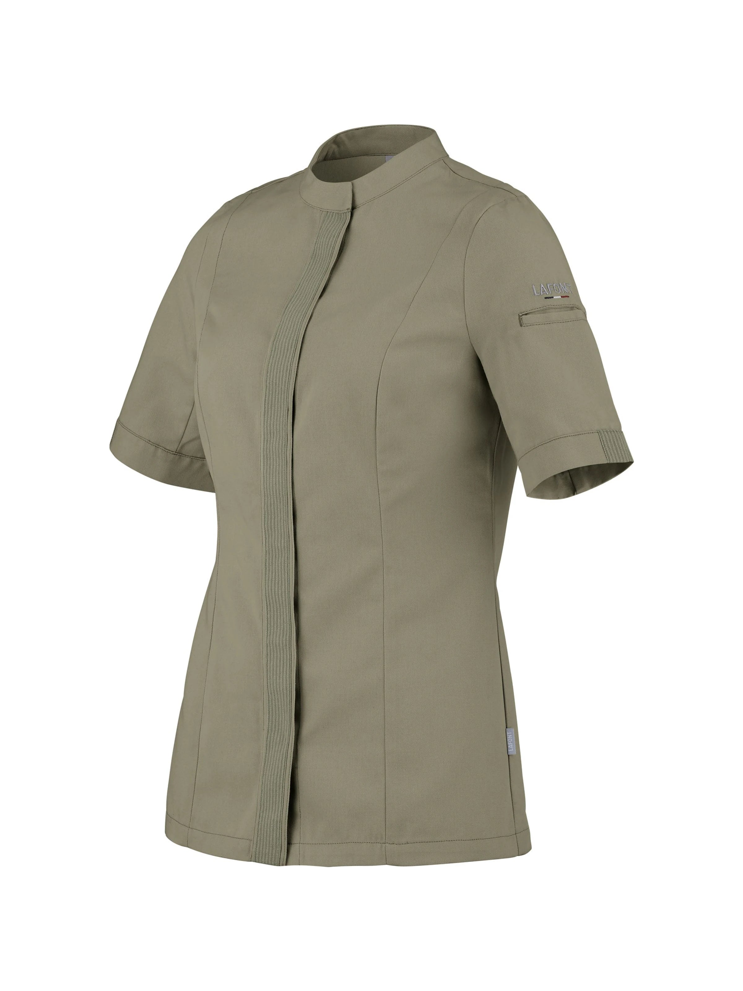 Women's Short-Sleeved Chef Jacket Fava Khaki by LaFont ChefsCotton