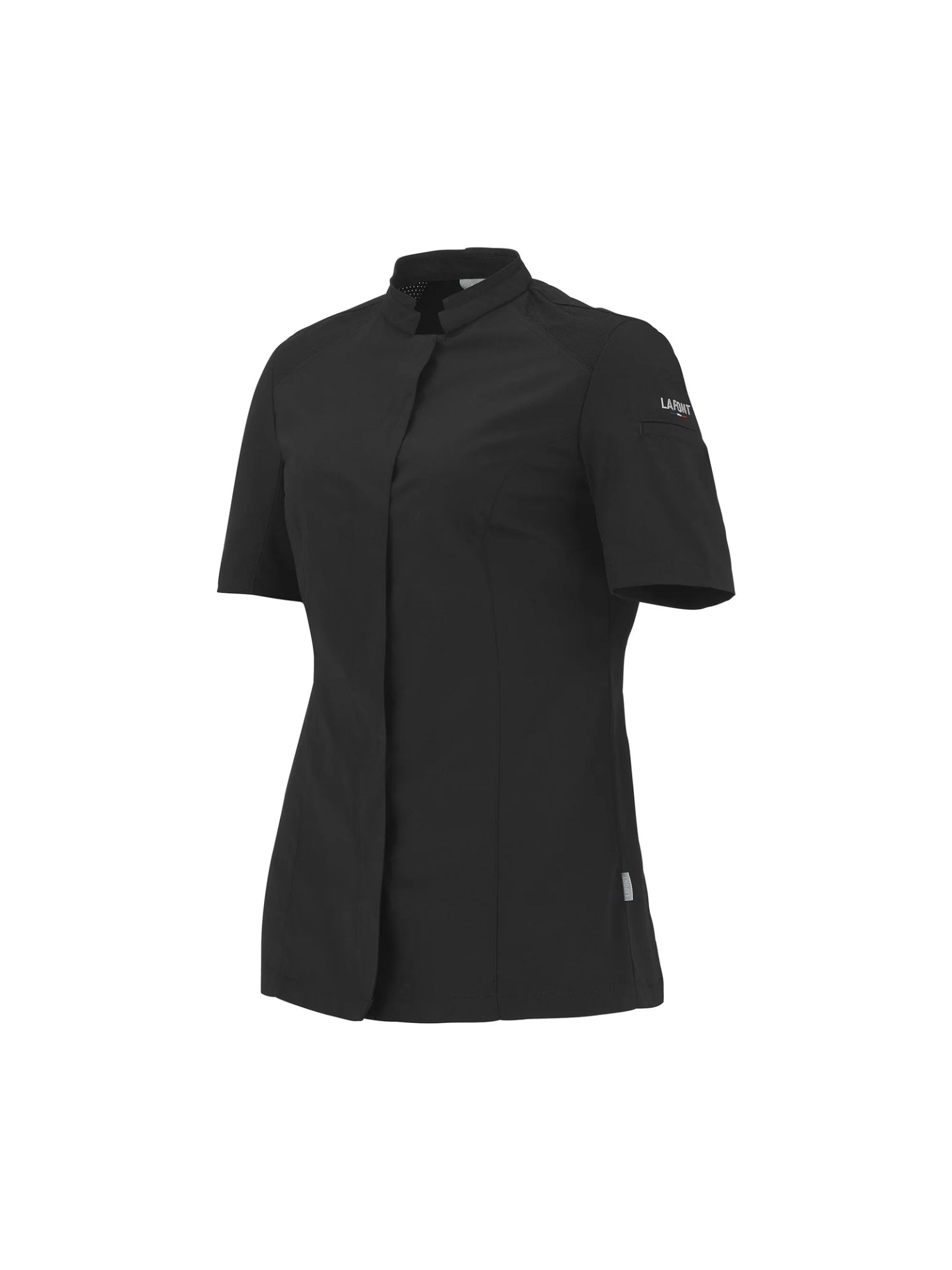 Women Short Sleeve Chef Jacket Marjoram Black by La Font - Get the best deal at ChefsCotton