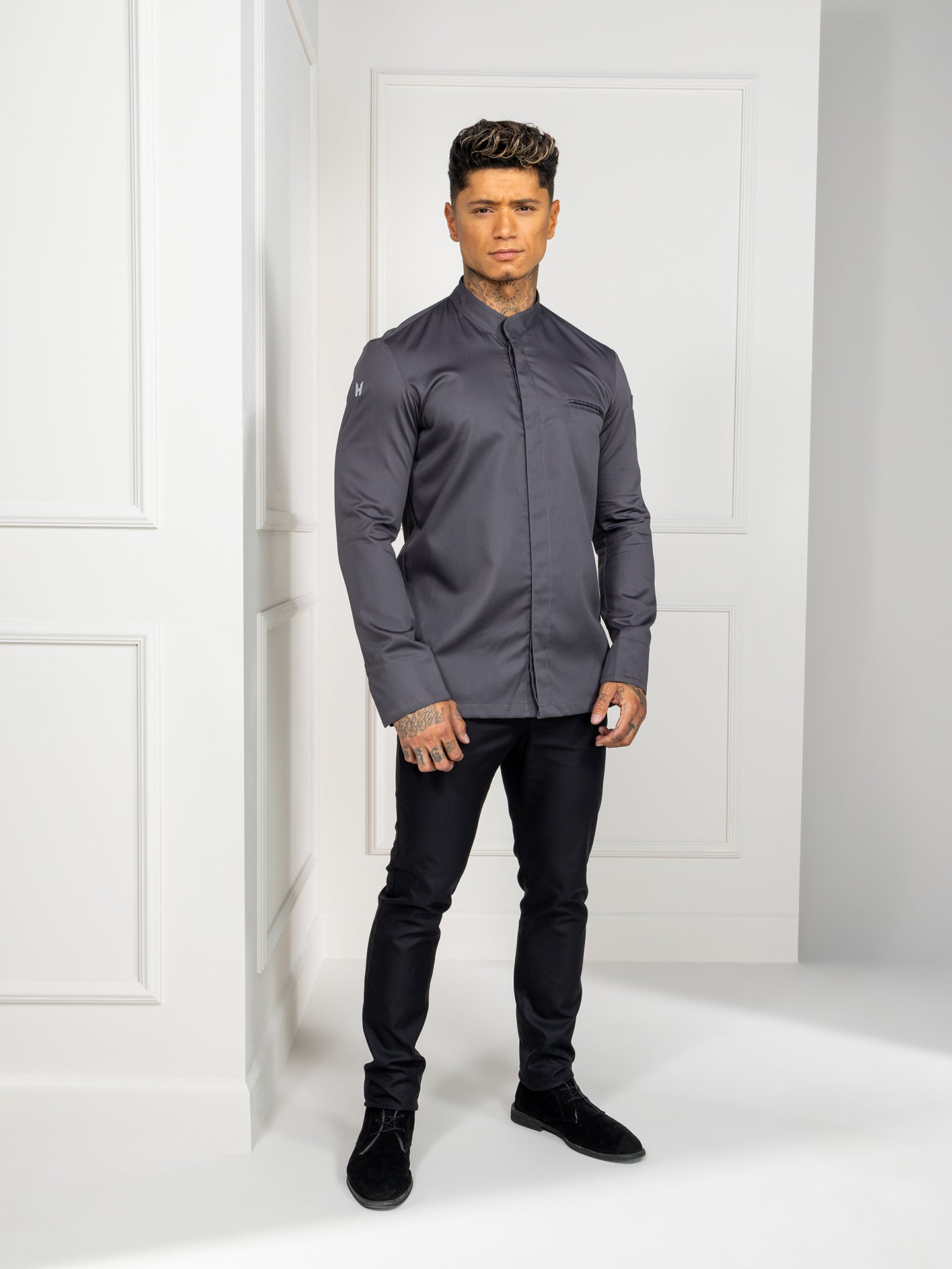 Chef Jacket Alain Dark Grey by Le Nouveau Chef -  ChefsCotton