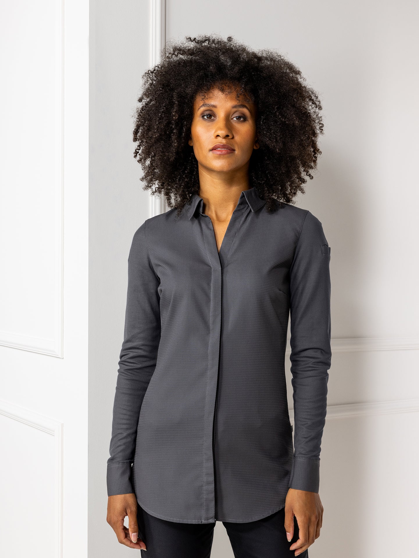 Chef Jacket Sophie Dark Grey by Le Nouveau Chef -  ChefsCotton