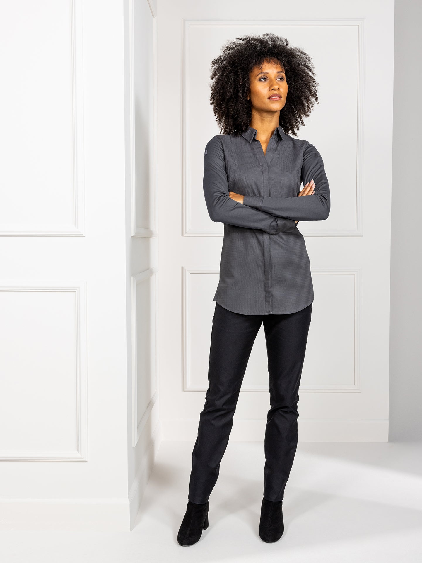 Chef Jacket Sophie Dark Grey by Le Nouveau Chef -  ChefsCotton