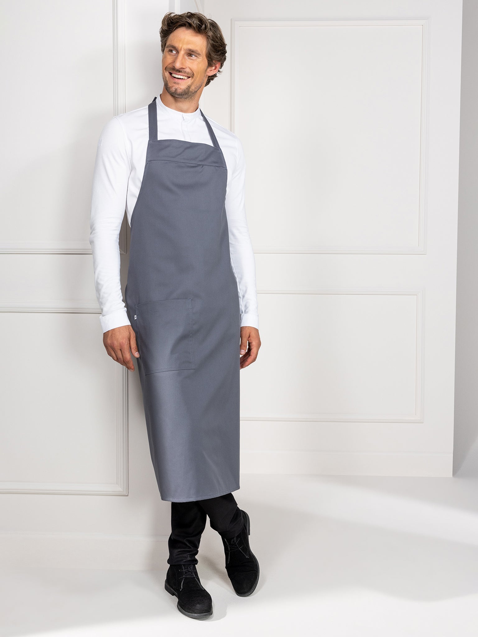 Bib Apron Peter Nimbus Grey by Le Nouveau Chef -  ChefsCotton