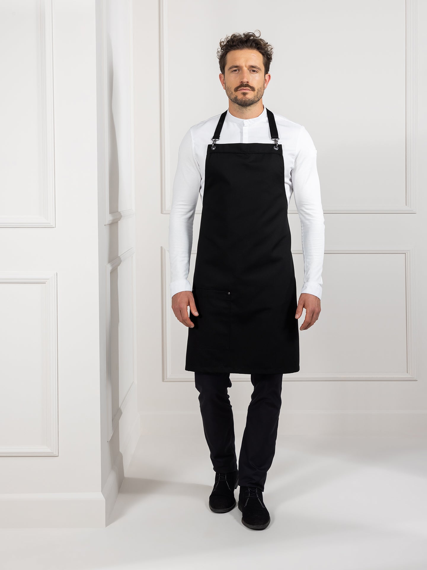 Bib Apron Davos Black by Le Nouveau Chef -  ChefsCotton