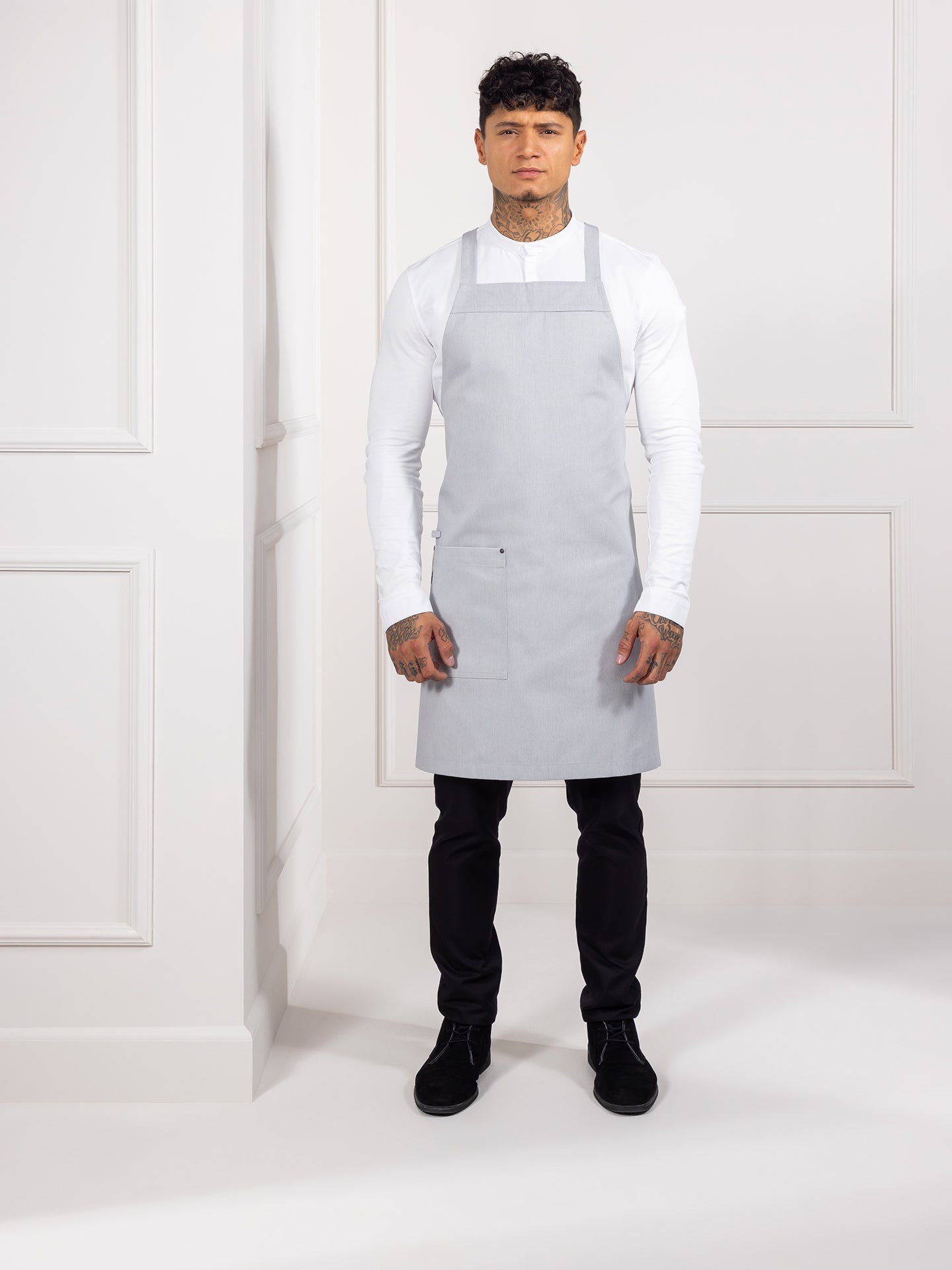 Bib Apron Eden Heavy Grey Denim by Le Nouveau Chef -  ChefsCotton