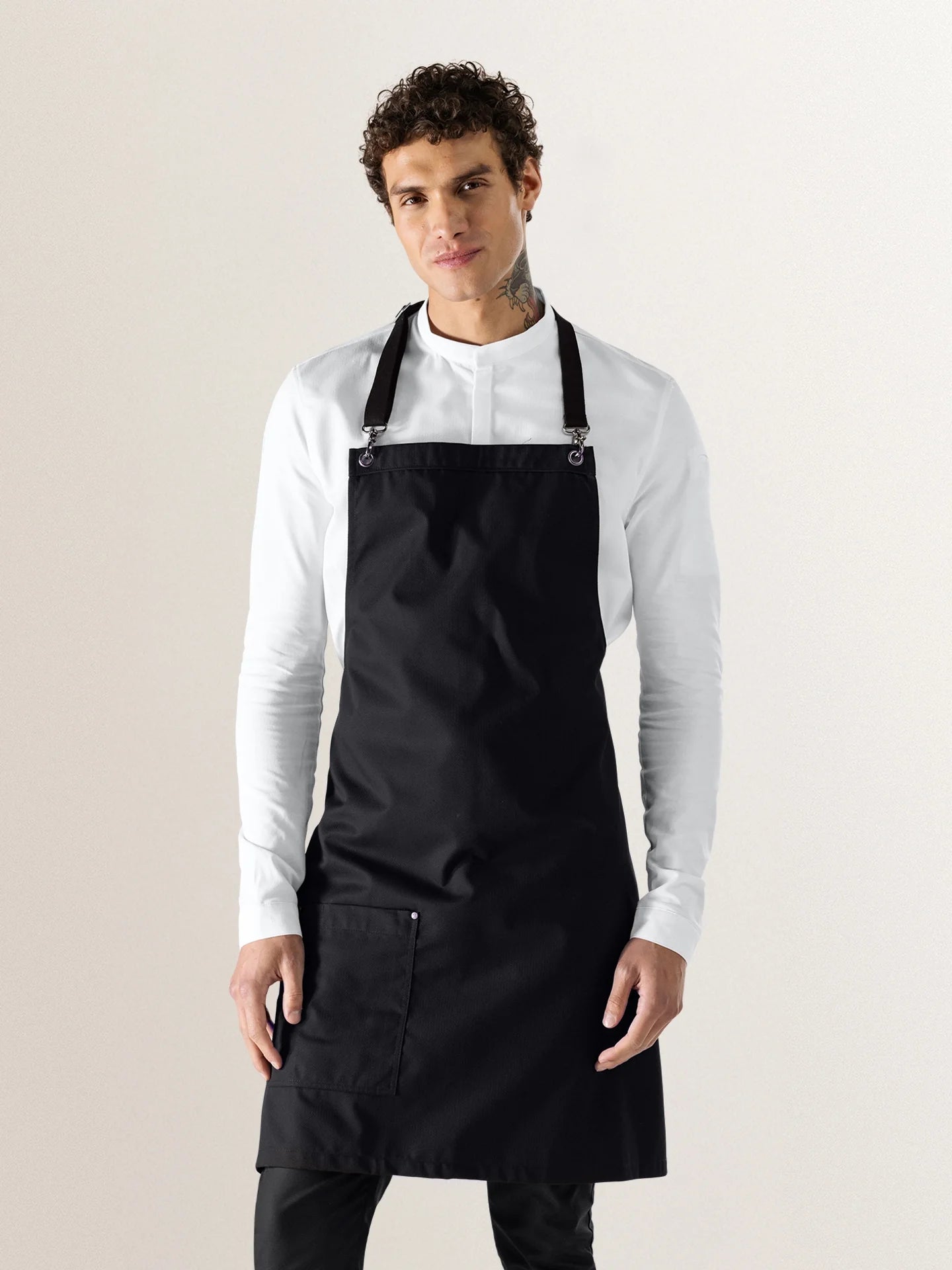 Bib Apron Davos Black - Le Nouveau Chef - ChefsCotton - With logo and name embroidery personalisation options