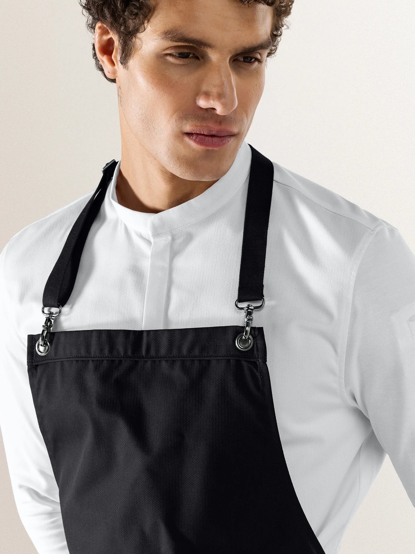 Bib Apron Davos Black - Le Nouveau Chef - ChefsCotton - With logo and name embroidery personalisation options