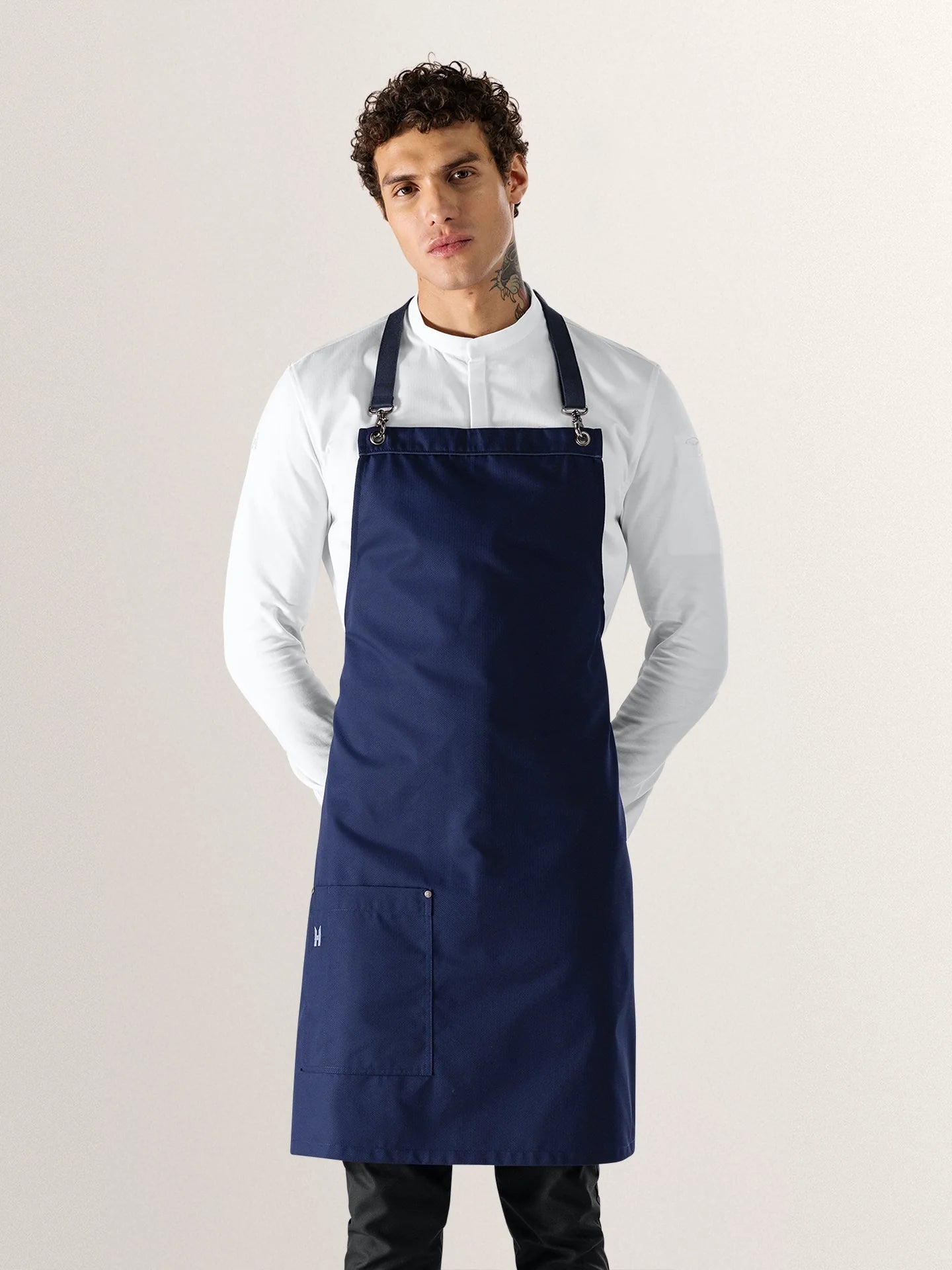 Bib Apron Davos Patriot Blue - Le Nouveau Chef - ChefsCotton - With logo and name embroidery personalisation options