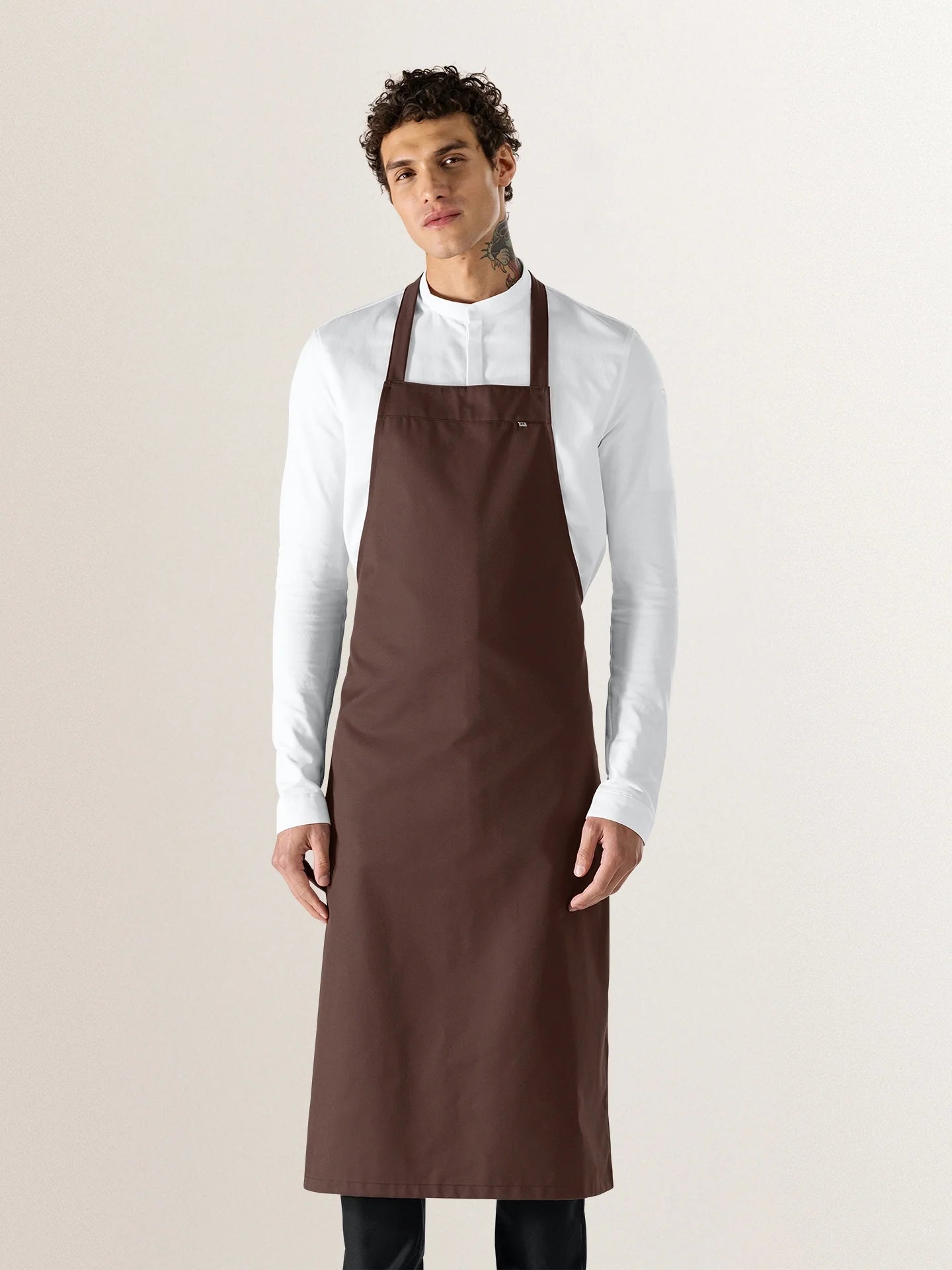 Bib Apron Denver Pure Choco Brown - Le Nouveau Chef - ChefsCotton - With logo and name embroidery 
