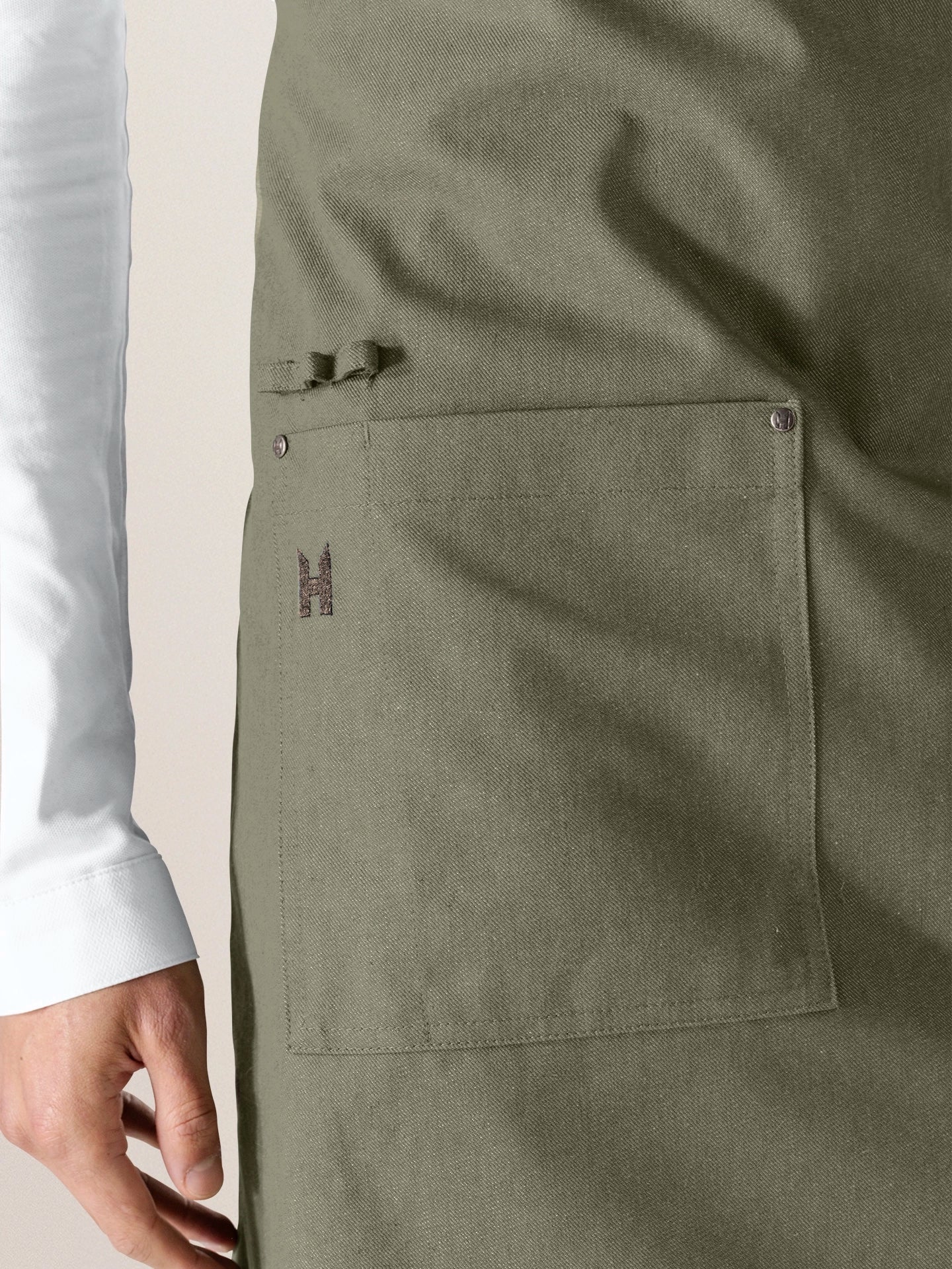 Bib Apron Eden Heavy Green Denim - Le Nouveau Chef - ChefsCotton - With logo and name embroidery personalisation options