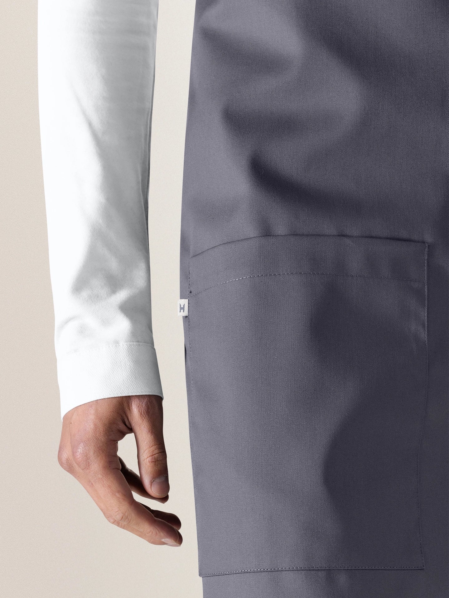 Bib Apron Peter Nimbus Grey - Le Nouveau Chef - ChefsCotton - With logo and name embroidery personalisation options