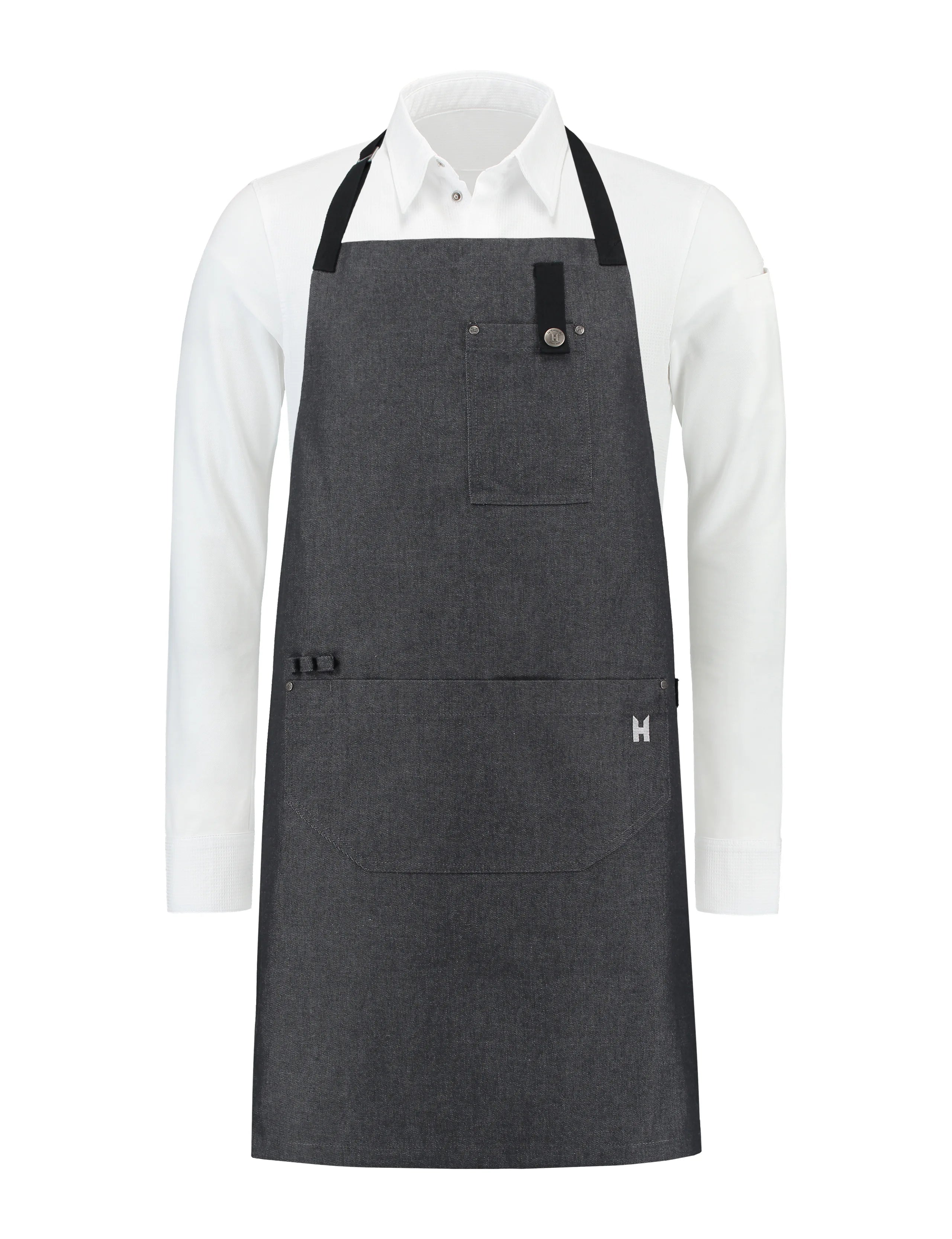 Bib Apron Seattle Heavy Black Denim by Le Nouveau Chef -  ChefsCotton
